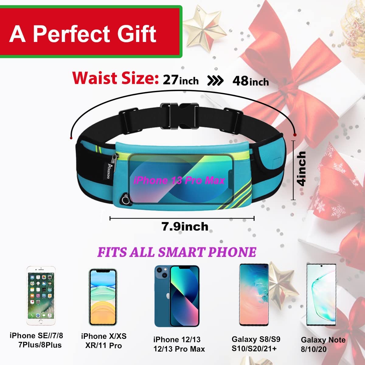 Running Belt Waist Pack Bag,Workout Gear,Gym Fitness Fanny Pack for Phone,Cell Phone Holder for Running,Jogging Pocket Belt for Women & Men,Running Accessories(Blue)