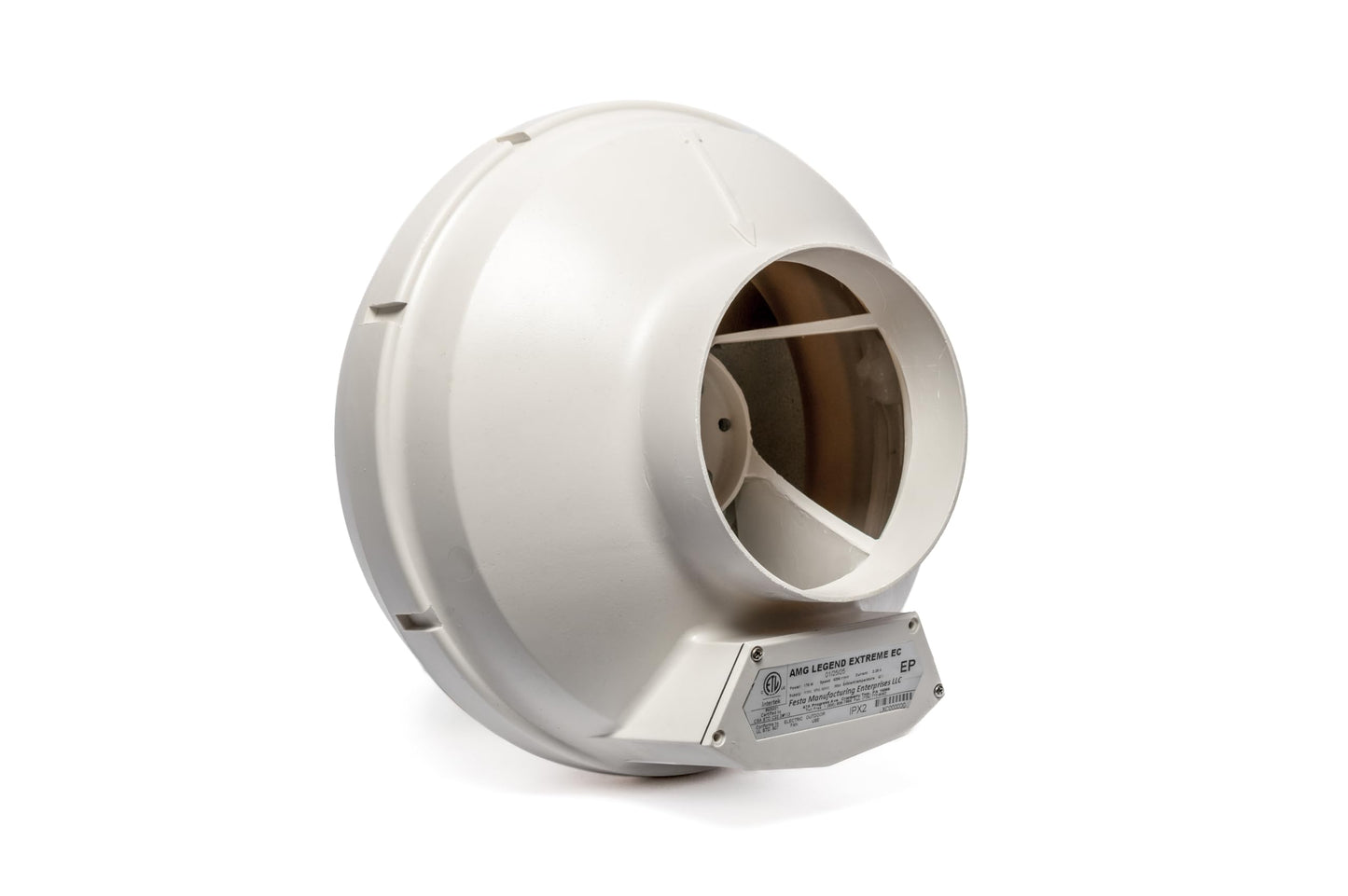 Festa AMG Legend Extreme EC Radon Fan - Quiet and Energy Efficient 571 CFM Radon Mitigation System Inline Fan - 6" Electric Waterproof Inline Duct - Sturdy Glass Reinforced Poly-Resin White