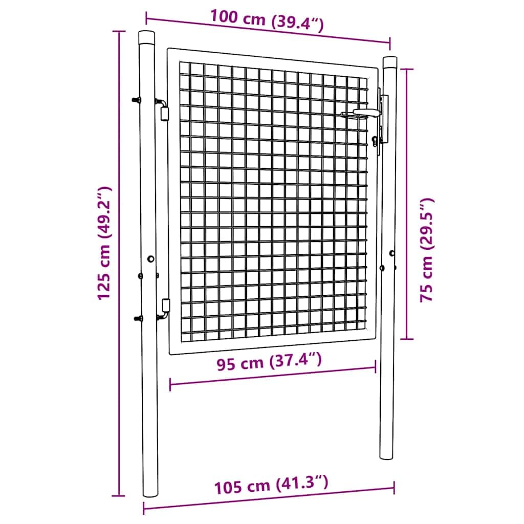vidaXL Fence Gate Steel 39.4x29.5 Green