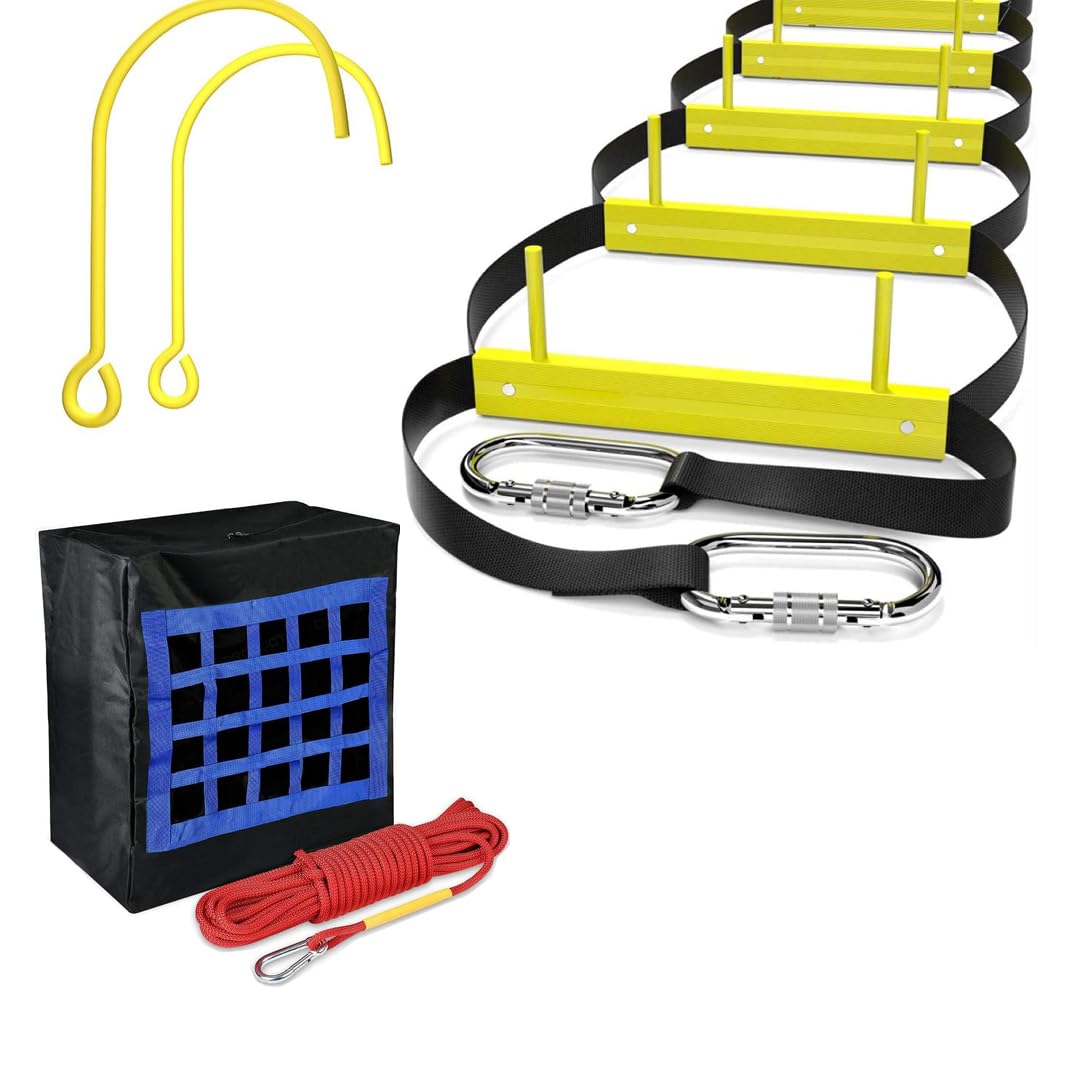 Emergency Ladder Suitable for Balcony & Windows and Emergency Escape Bag for Pets up to 100 Pounds - Rope 50ft Included