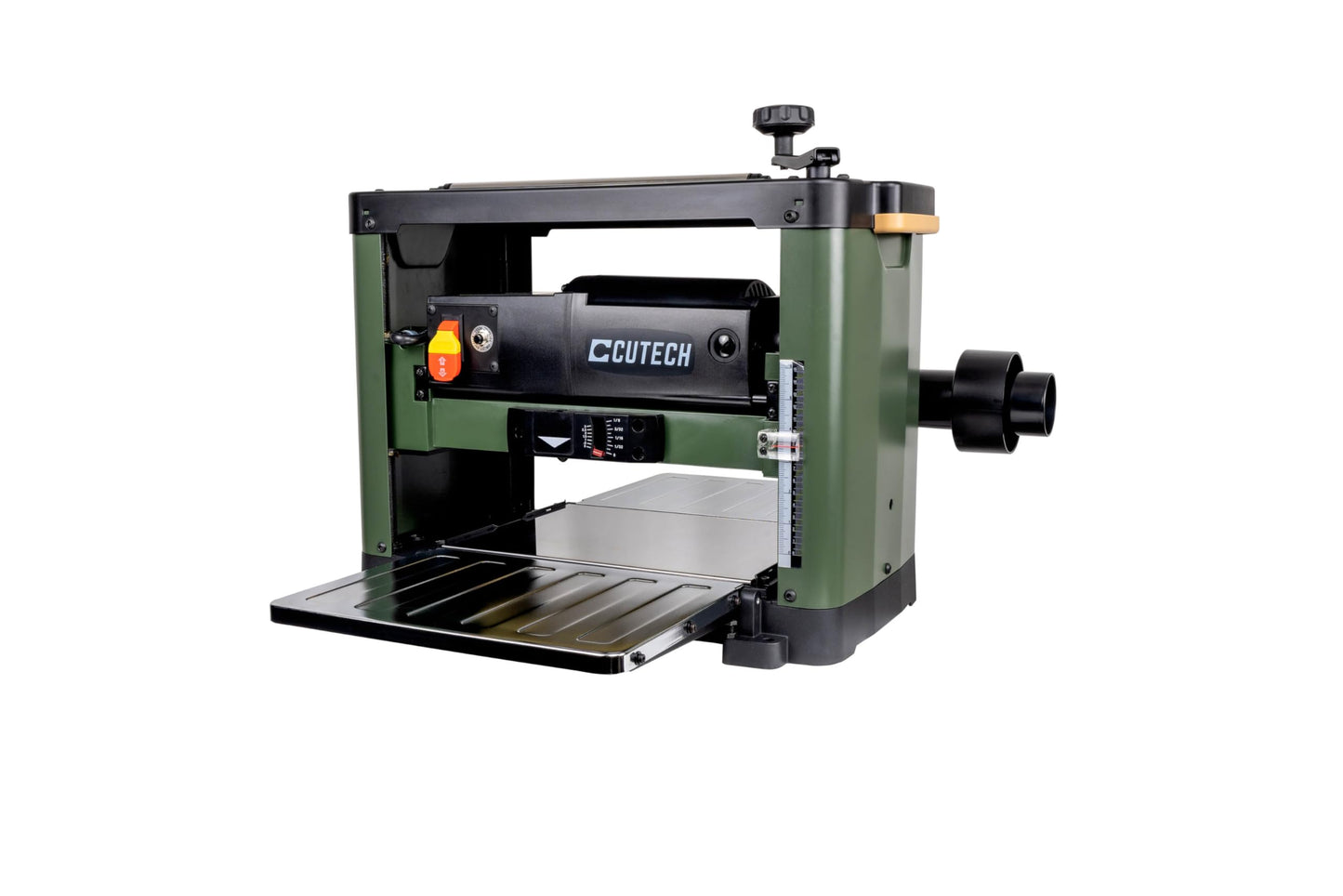 Cutech 40700H 12½-Inch Spiral Cutterhead Benchtop Planer with Tungsten Carbide Inserts, Snipe Minimizer, and Board Return Rollers (12-1/2-Inch Single Speed)
