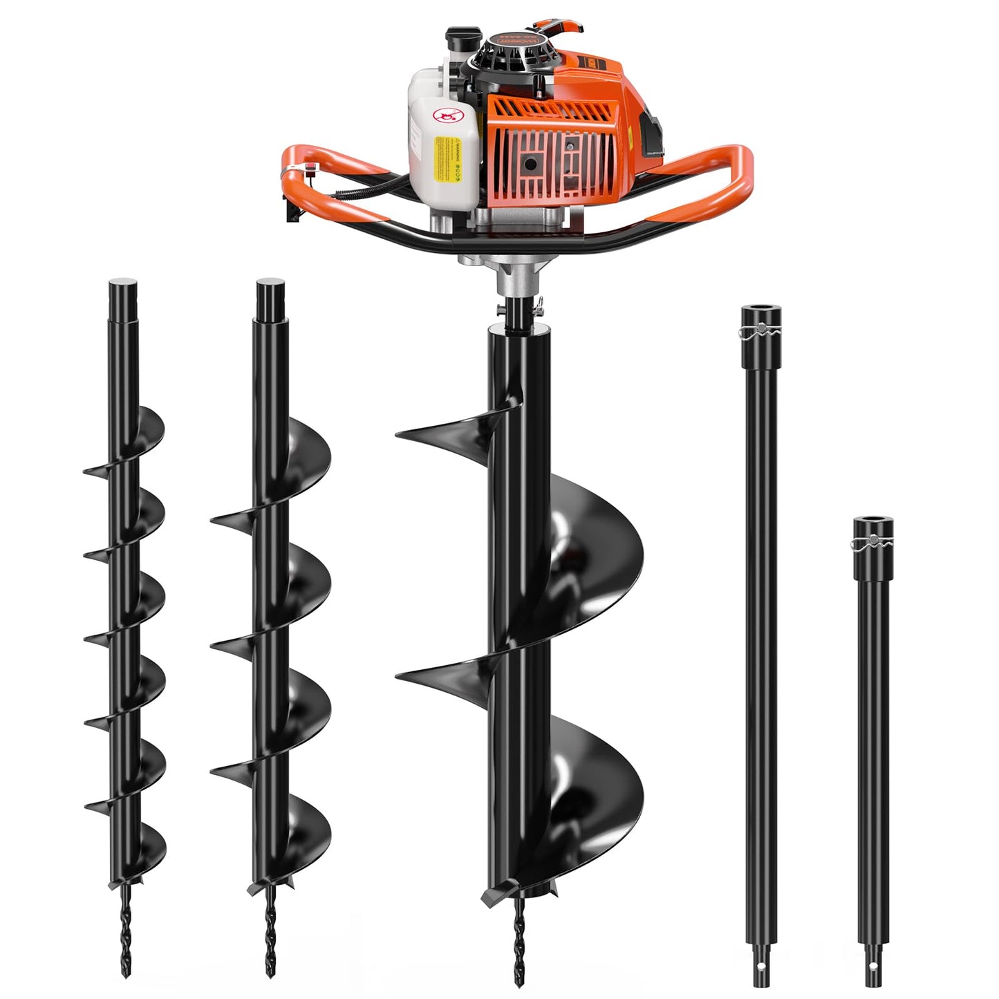 WORKIT 72CC Post Hole Digger, Auger Post Hole Digger Easy Start, 2-Cycle Xtreme Engine, Gas Powered Earth Auger with 4"+6"+12" Auger Drill Bit, 20"+30" Extension Rods, EPA Certification