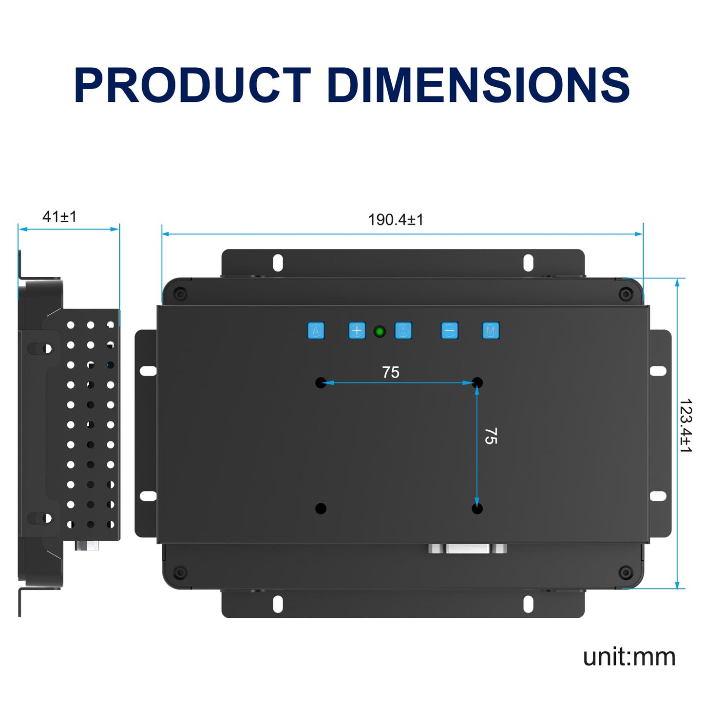 Bosunre 7 Inch Open Frame Touch Screen Monitor, 10-Point Capacitive Touch Display, 1024x600 Resolution, IP65 Industrial Monitor, Black Metal Housing, Open Bracket Mount for HMI Control Panels
