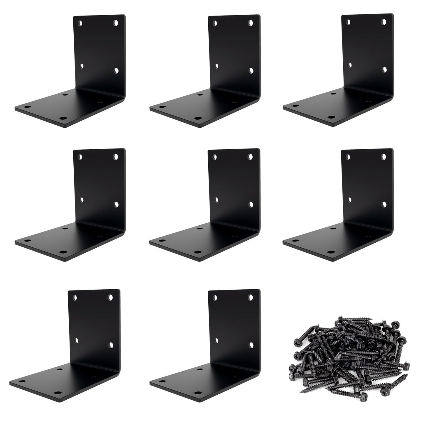 6" x 6" x 5" Heavy Duty Steel L Angle Corner Bracket, 90 Degree Support Bracket for Wood Beams Pergolas Shelves Furniture, Thickness 0.22", Max Load 300 lbs, 8 Pack