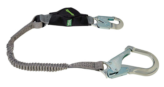 MSA 10193554 V-Series Stretch Shock Absorbing Lanyard - 6', Single-Leg, 36CL Large Snaphooks, Stretchable Length, Polyester Web, Durable, Energy Absorbing Lanyard