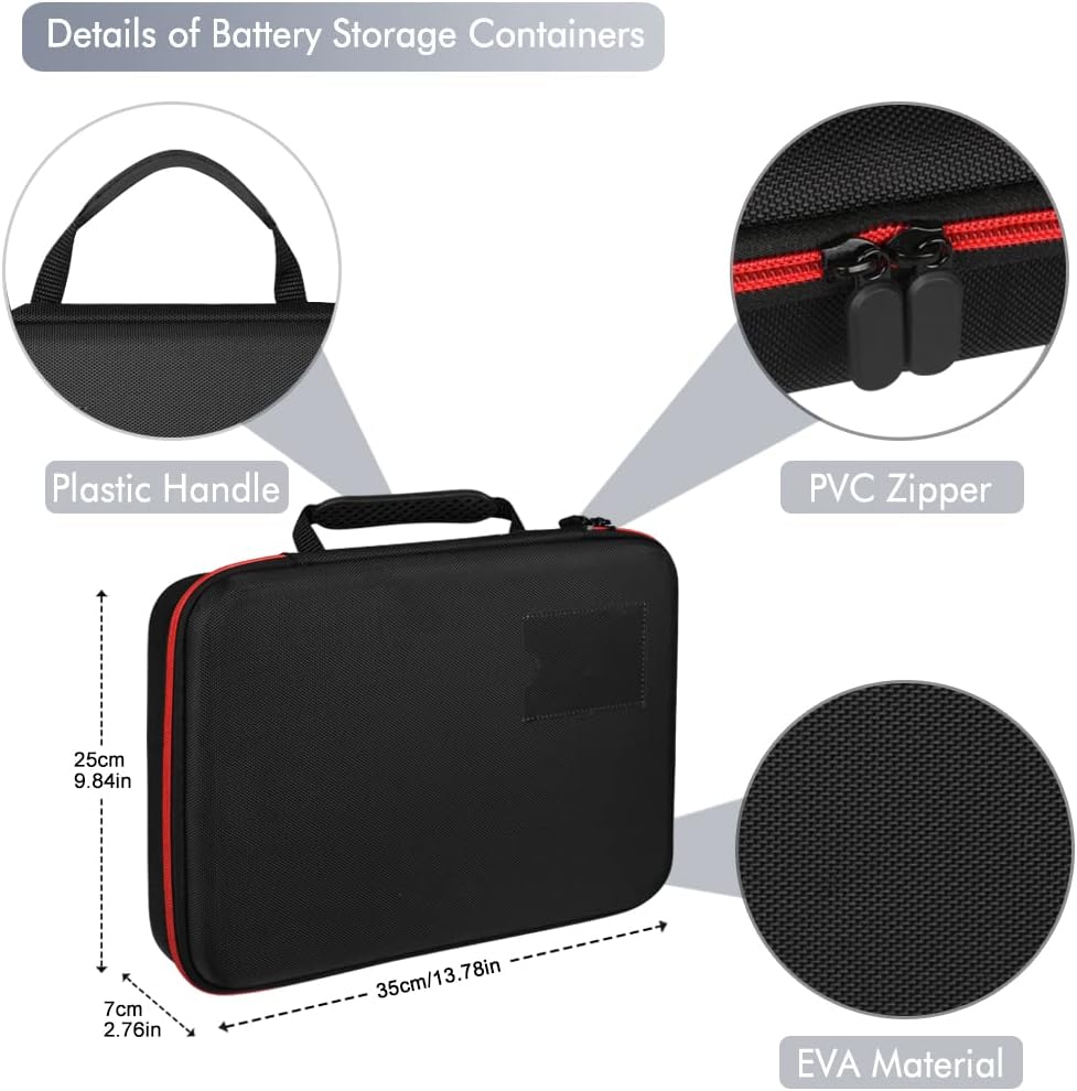 199+ 9V Battery Organizer Holder Storage Case with Tester,Waterproof Carrying Case Bag,Battery Vault Box for Garage