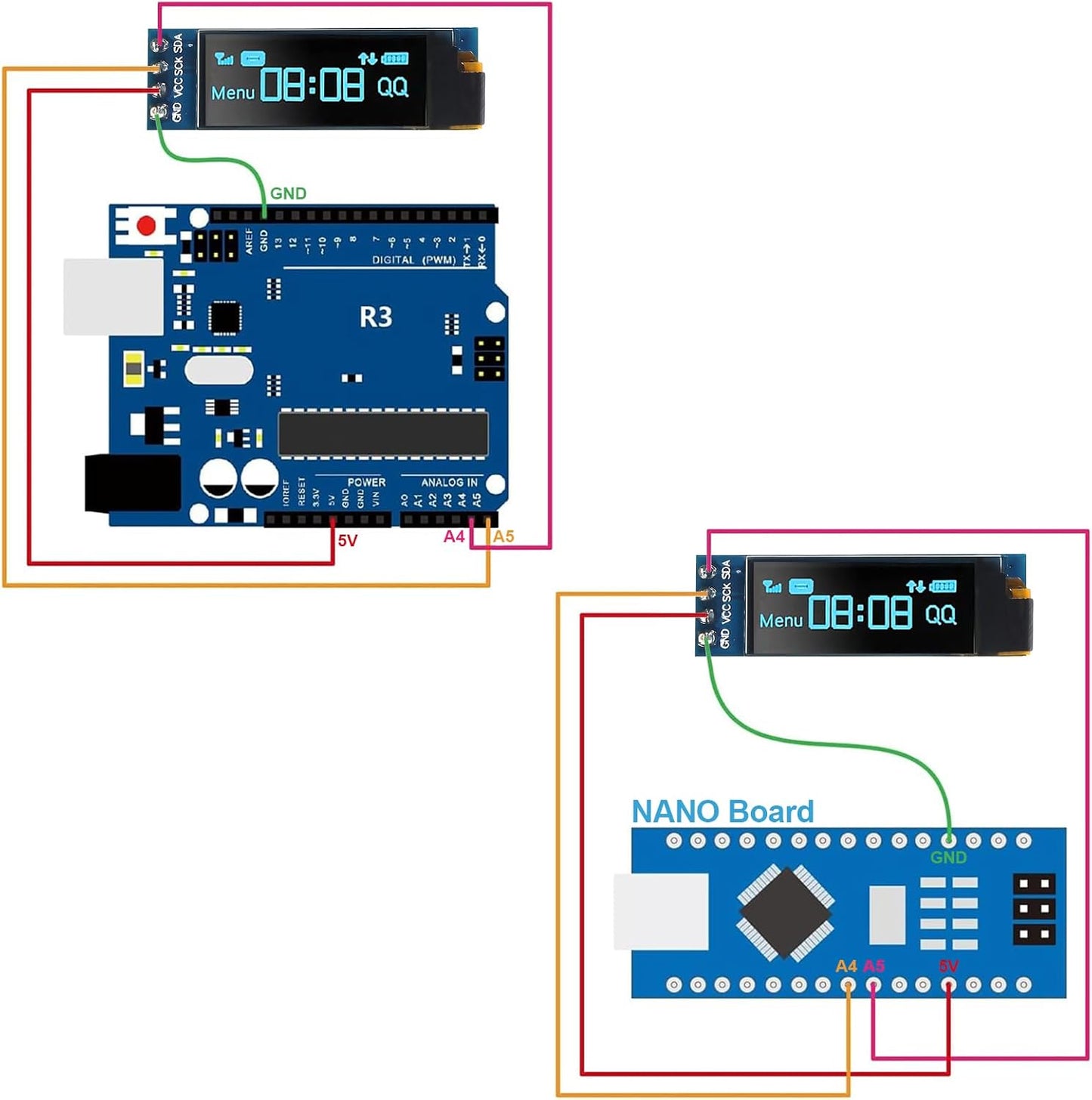 JUZITAO 6PCS I2C 0.91 Inch I2C I2C 3.3V~5V(Blue Display Module OLED Display Module Blue OLED Screen Driver DC Display