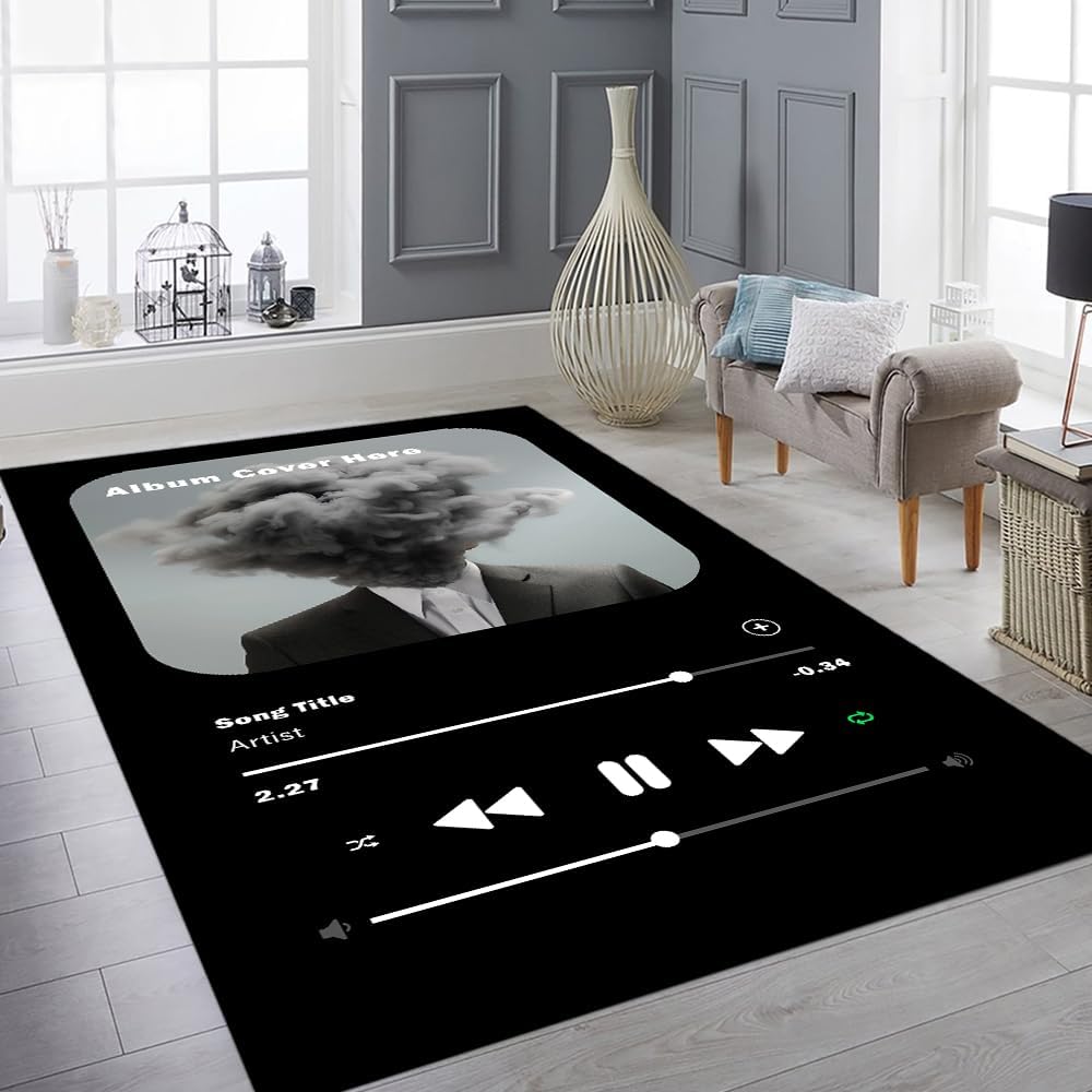 Skiennix Personalized Album Cover Rug - Non-Slip Area Rug for Bedroom & Living Room Decor | Custom Music Gift