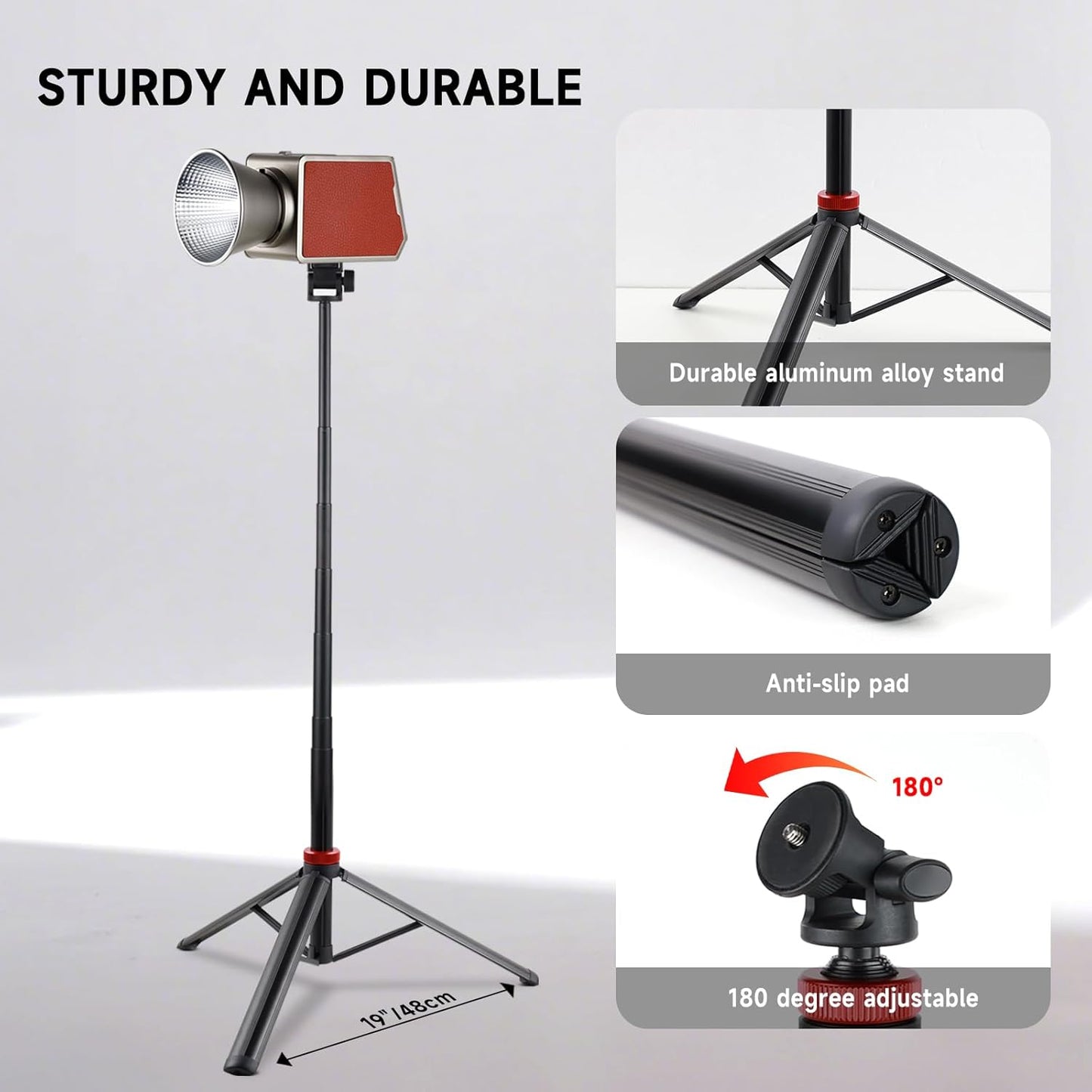 YSKE MT-79 81", 7-Section 0.8lbs, Light Stand Tripod Foldable - Camera Phone Mount for DSLR, GoPro, iPhone, LED Video