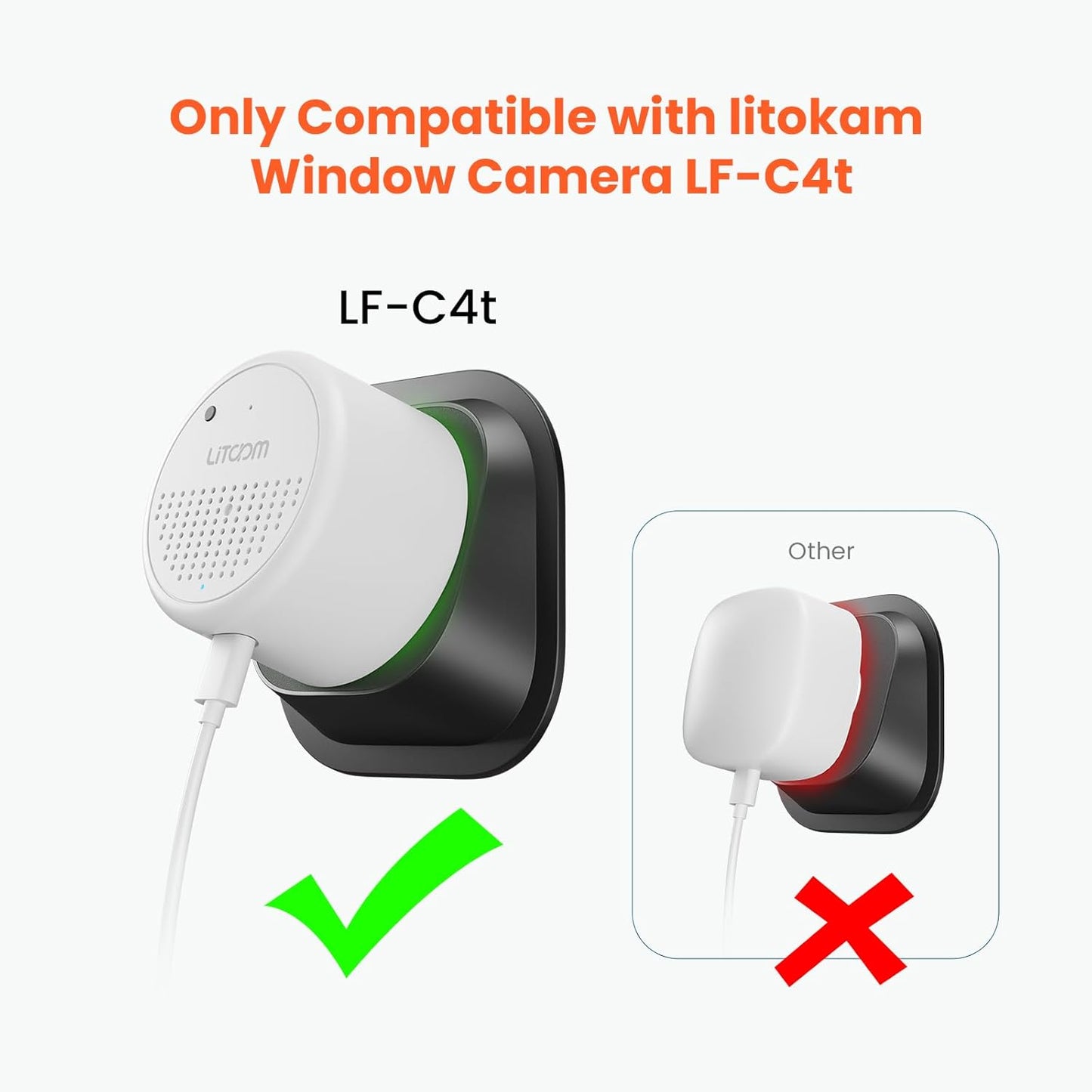 Window Mount for Litokam Window Camera Only, Adjustable Angle Tilt(Up/Down/Left/Right), No Screws, No Reflections