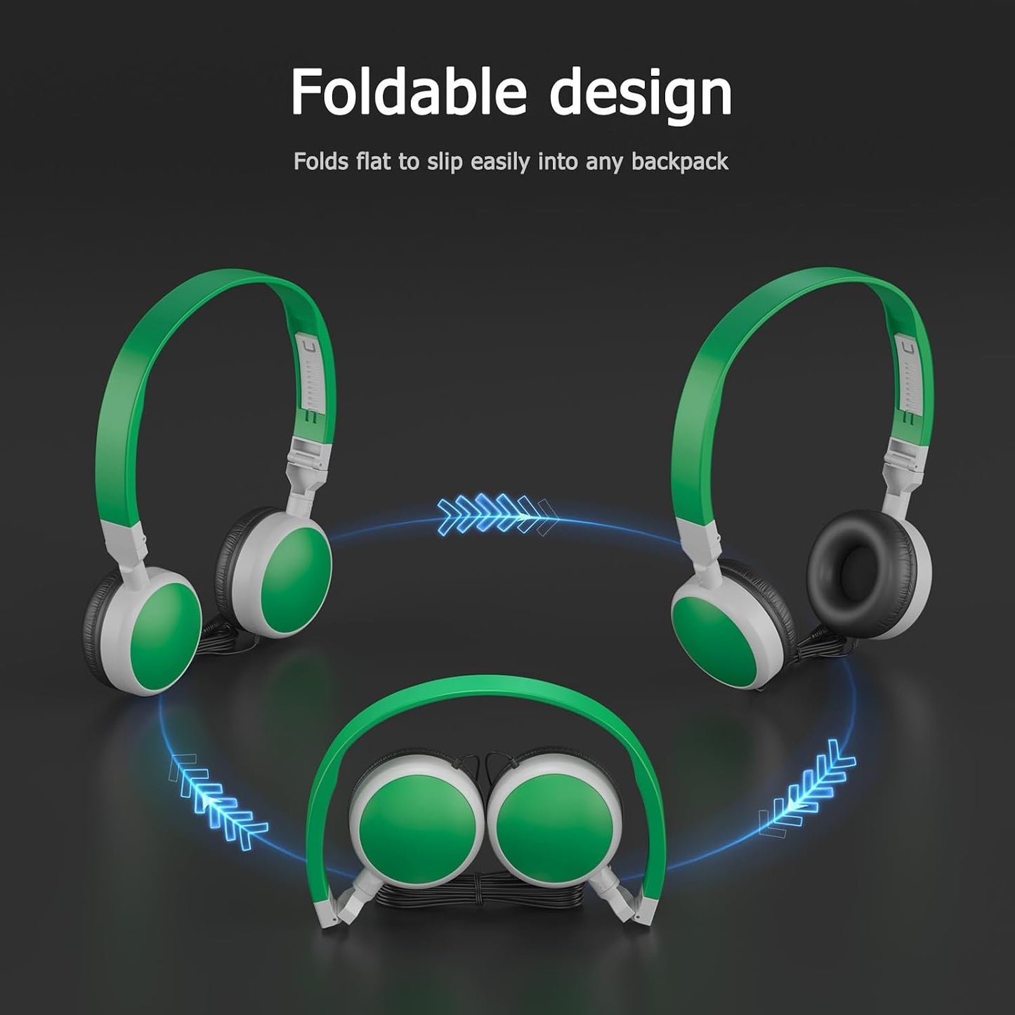 3-Pack 3.5mm Headsets Individually Wired Classroom Headphones - No Mic Kids Headphones with Jack, Multi-Color Bulk
