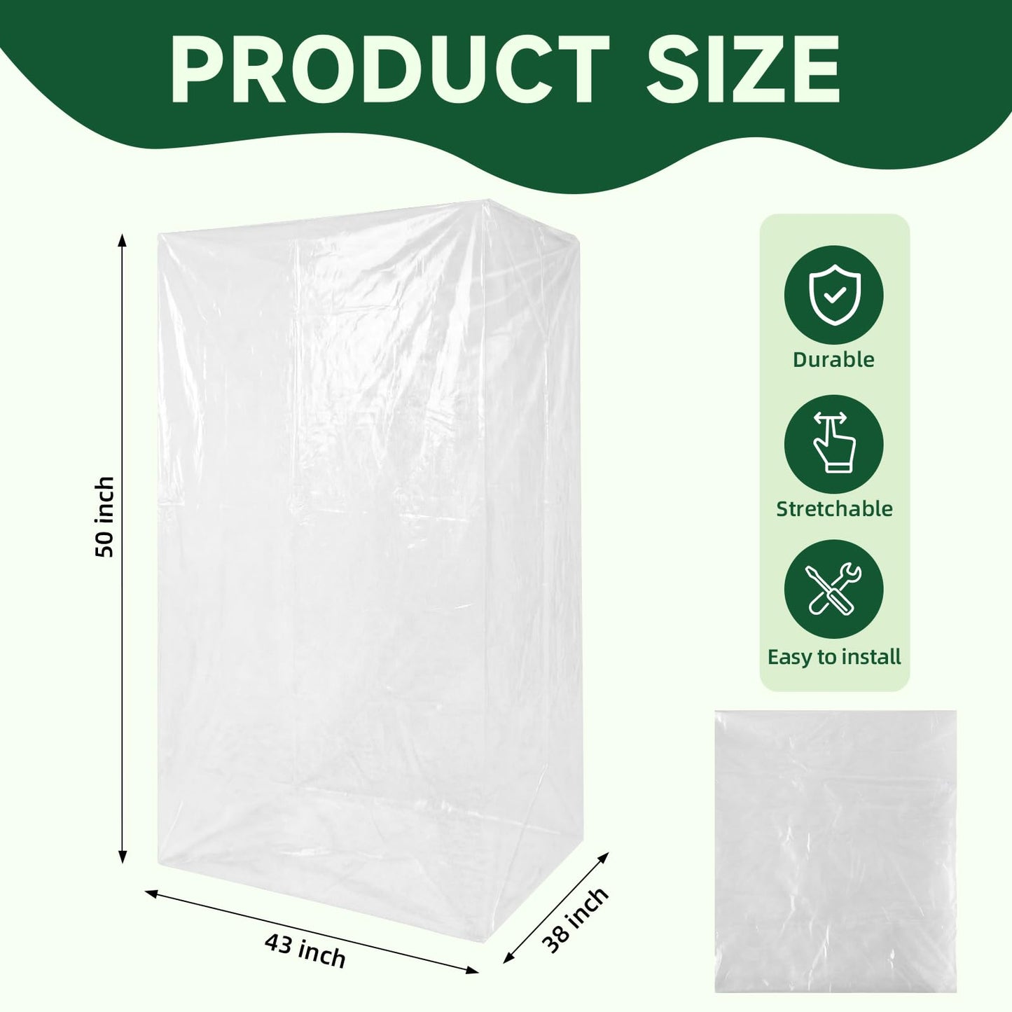 Hungdao 3 Pack Plastic Folding Treadmill Cover, Exercise Equipment Protector, Waterproof and Dustproof for 43 L x 38 W x 50 H Most Folding Treadmills