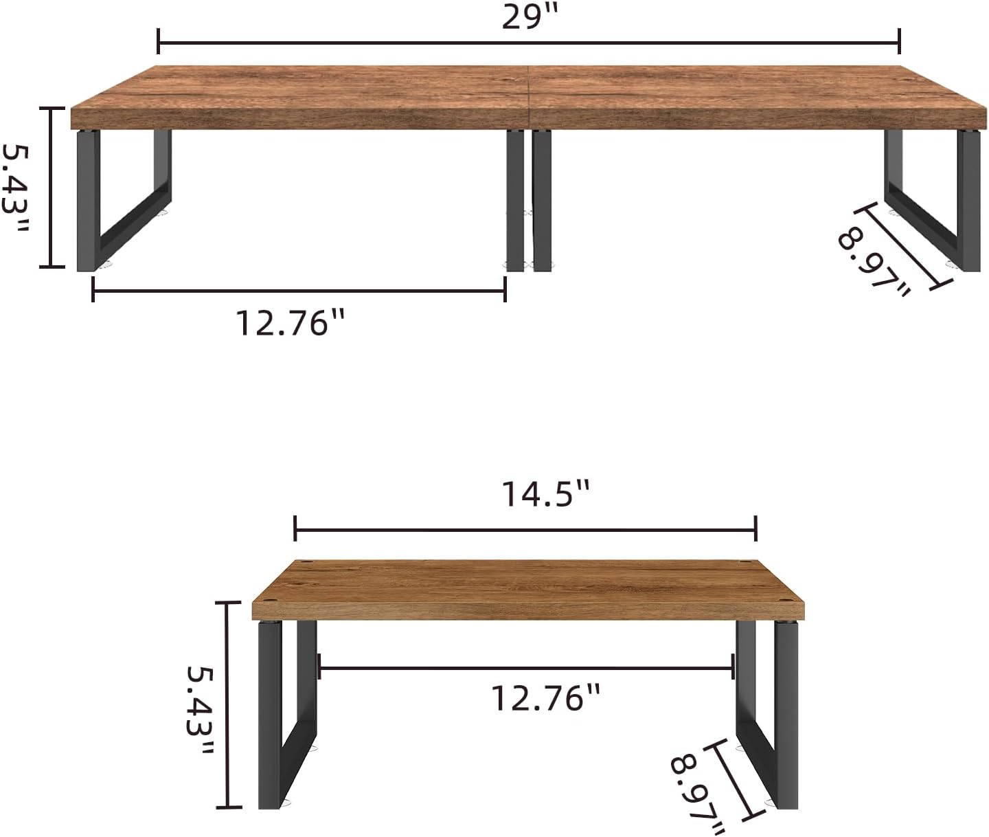2 Pack Simple Trending Monitor Stand Riser, Wood Desk Storage Organizer for Office Laptop, Computer, Antique Brown