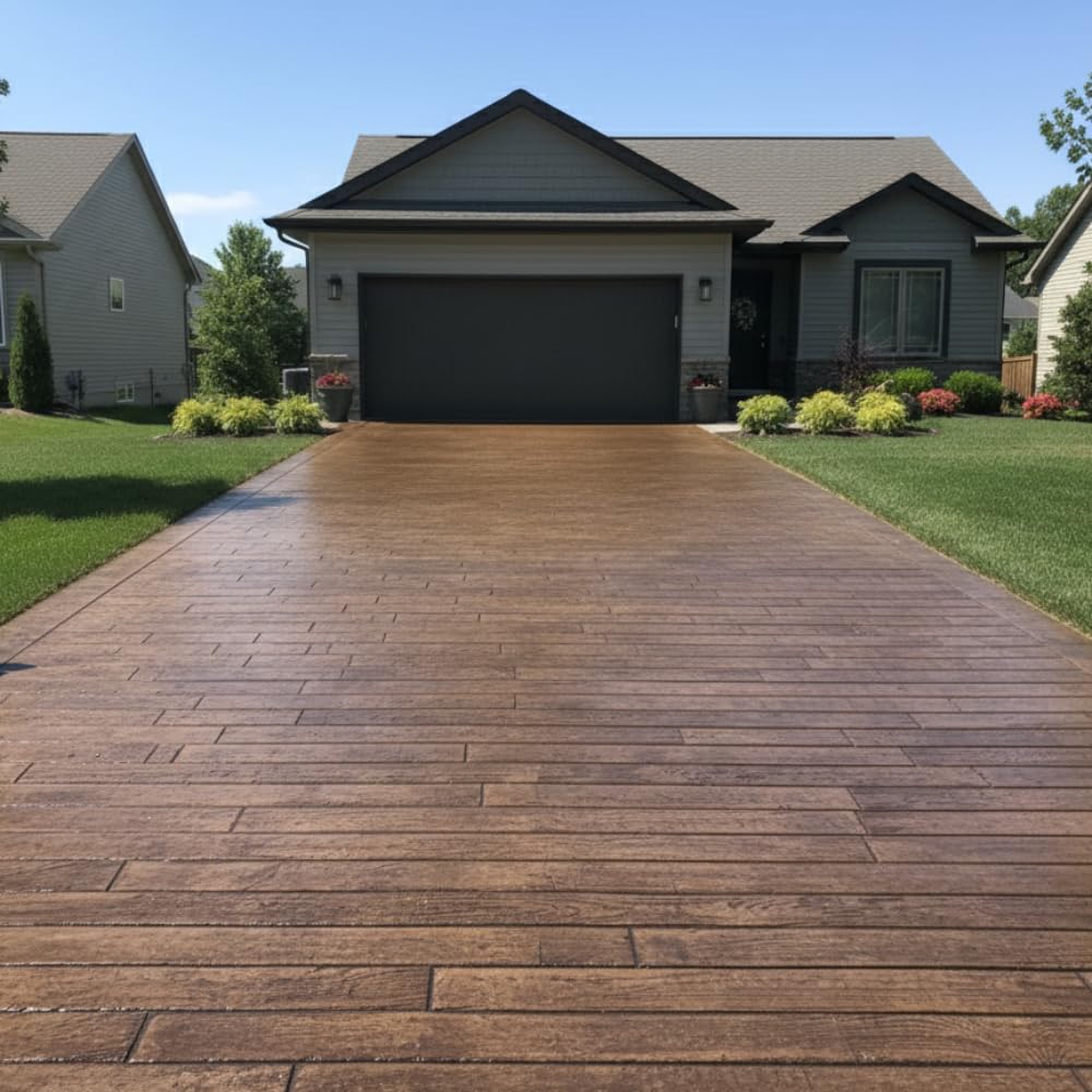 Wood Grain Stamp Mat Set of 4 – Realistic Texture Stamping Mats for Concrete Floors, Patios, and Driveways – Durable Rigid & Flex Mats – 3 1/2" Wood Planks