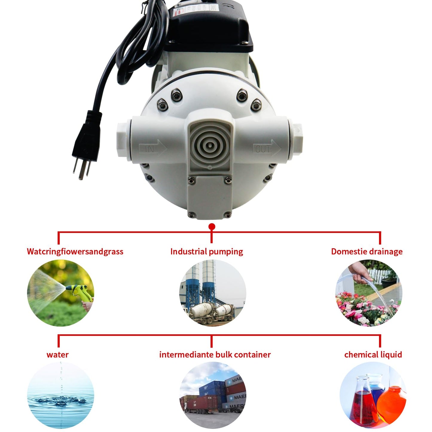 SWANGET AC 110V-120V DEF Transfer Pump for Diesel Exhaust Fluid (DEF) Drum Compatible American Plug, Diaphragm Irrigation Self priming Electric water pump 10.6 GPM 23PSI,14.3lb, Lift 11m,Power 350W