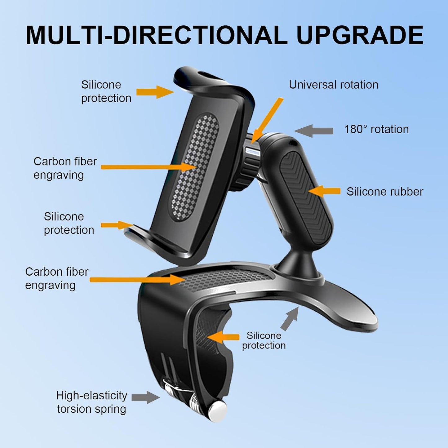 AMZAUTO 360 4-7 Inch Car Phone Holder Mount, Degree Rotation Car Dashboard Phone Holder, Universal Anti-Shake Dash