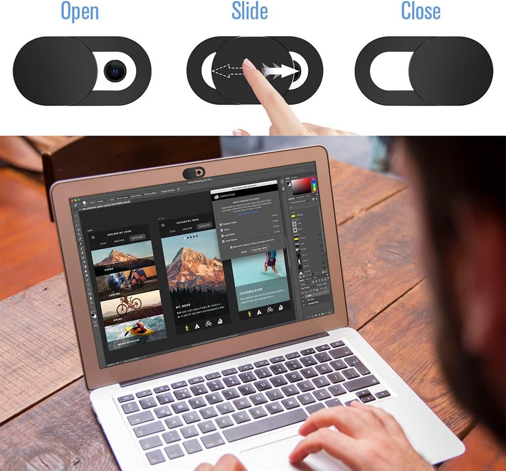 Toojcc Slide,[6 Pack] 0.022in Webcam Cover Ultra-Thin Laptop Web Camera Cover Compatible with Camera