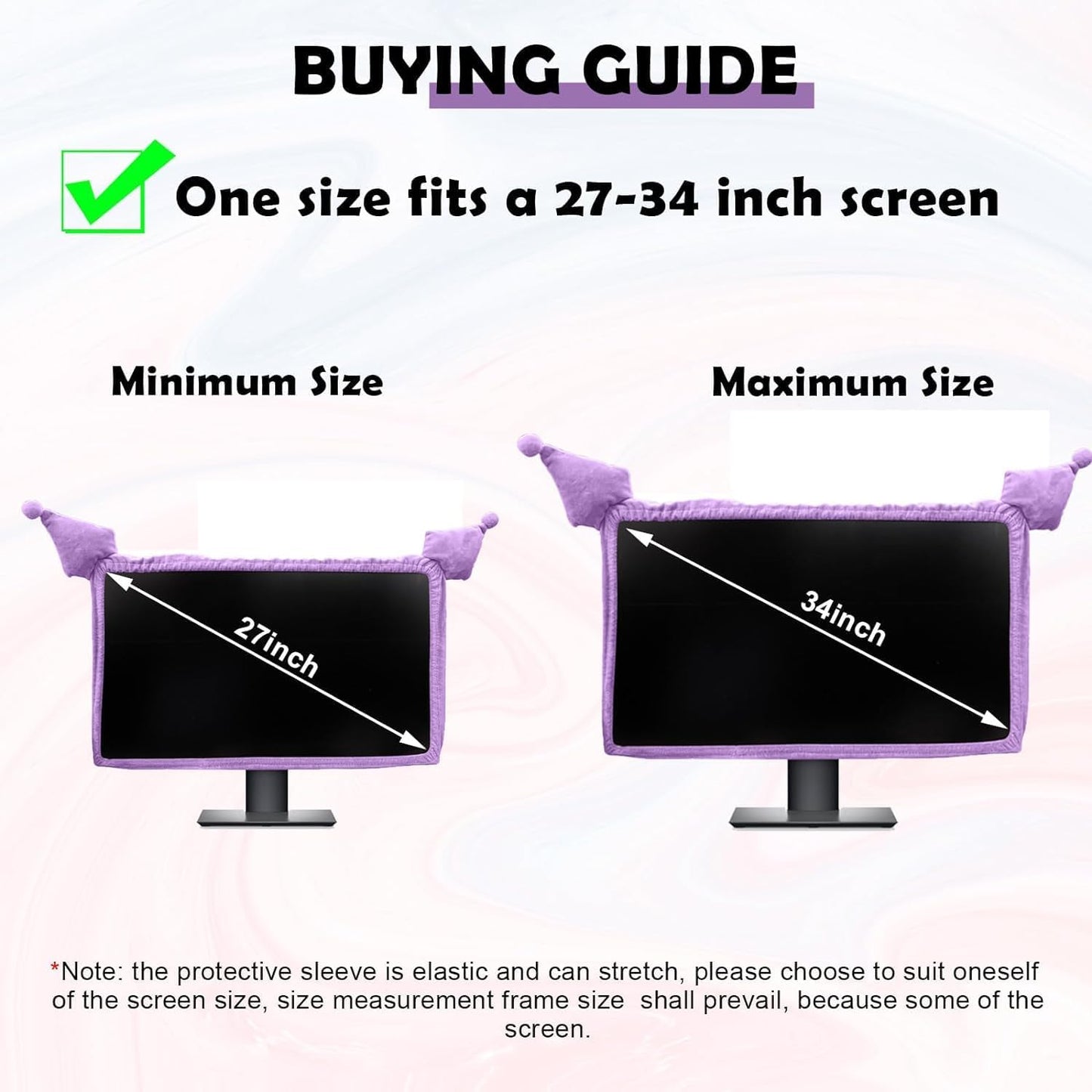 Kakurookie 23'' 34'' - Computer Monitor Protective Cover with Cat Ear Design, Cute Monitor Dust Cover with Furry