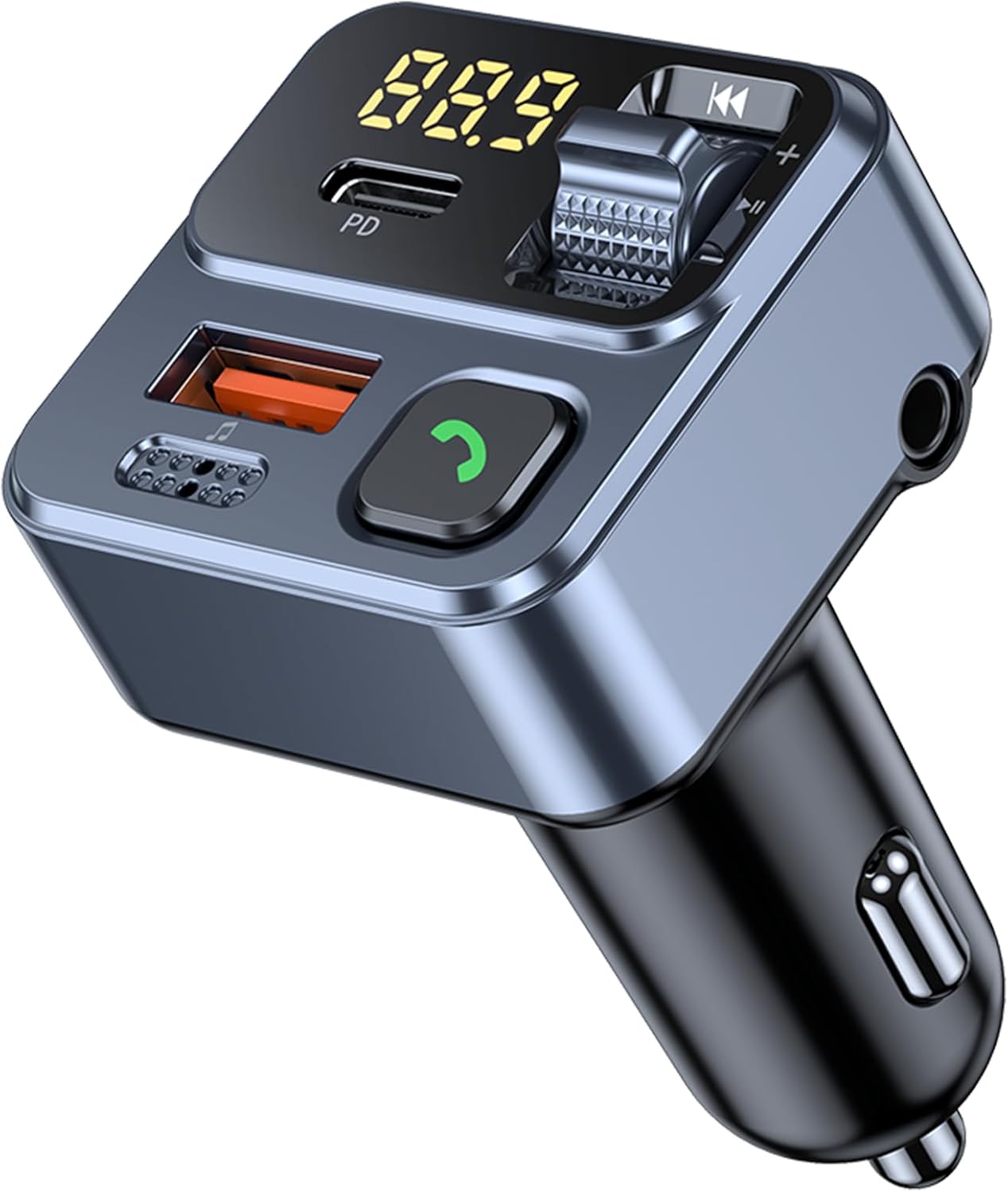 KAIY 42W FM Transmitter Bluetooth Car Adapter, Car Radio Bluetooth Transmitter HandsFree Calling Music Player, FM Radio