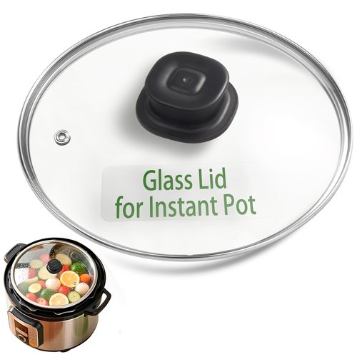 Glass Lid for Instant Pot 6 Quart, 9.1-In Glass Cover for Instantpot, Lid Replacement for Instant Pot 6 QT, Accessories 6 QT for Insta pot, Heat Resistant Handle & Stainless Steel Rim