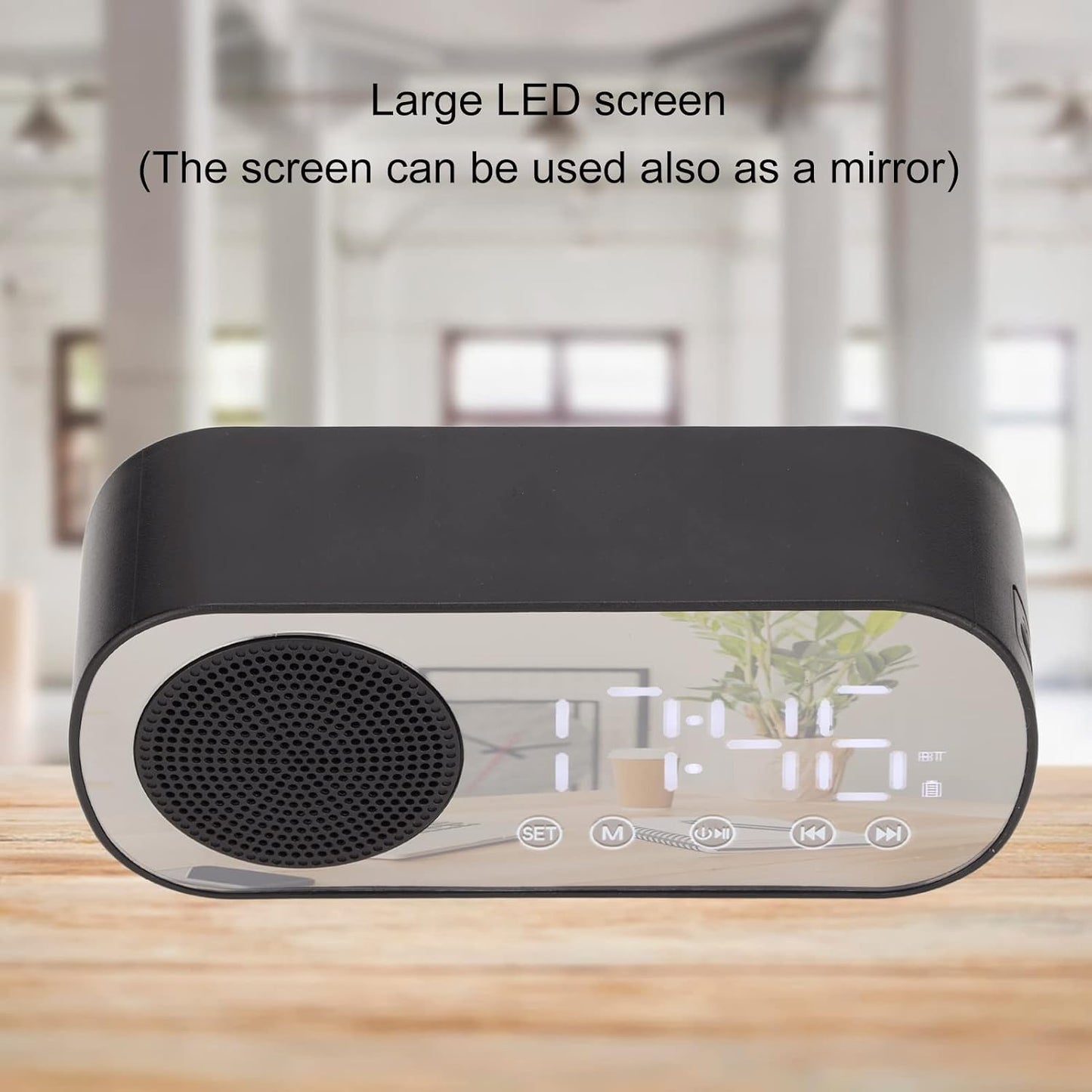 5.0 Hilitand Radio Alarm Clock, Bluetooth Portable Speaker Digital Clock with Dual Alarm Clock, LED Mirror Digital