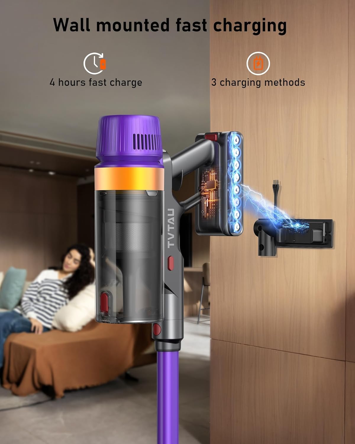 Skiennix Cordless Vacuum Cleaner - 620W Power, 75 Min Runtime, LED Display, 1.8L Dust Cup | Ideal for Pet Hair & Hardwood Floors
