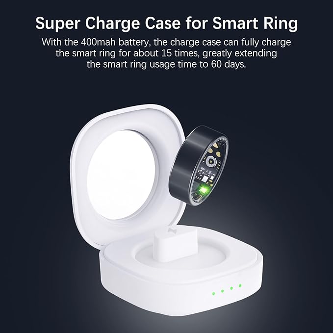 Smart Health Rings for Women Men, Fitness Tracker with Heart Rate, Blood Oxygen, HRV, Sleep Tracker, Step Tracker, No Subscription Fee, IP68 Waterproof Smart Ring for iphone & Android (Black 7#)