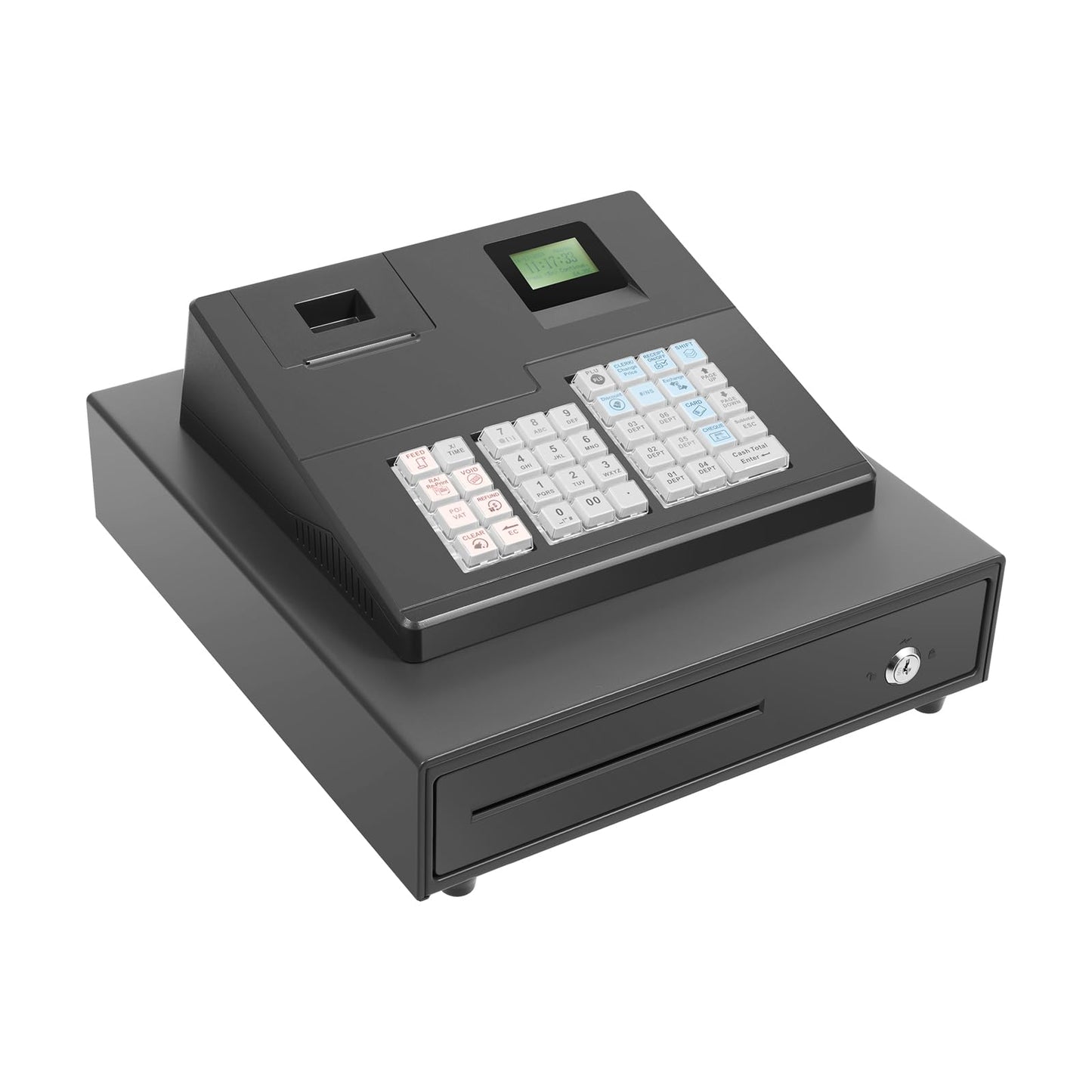 39 Keys Cash Registers with Locked Cash Drawer, Electronic Cashs Register for Small Businesses, 8 Digits LED Cash Register for Catering, Supermarkets, Clothing Stores, Hamburger Stores