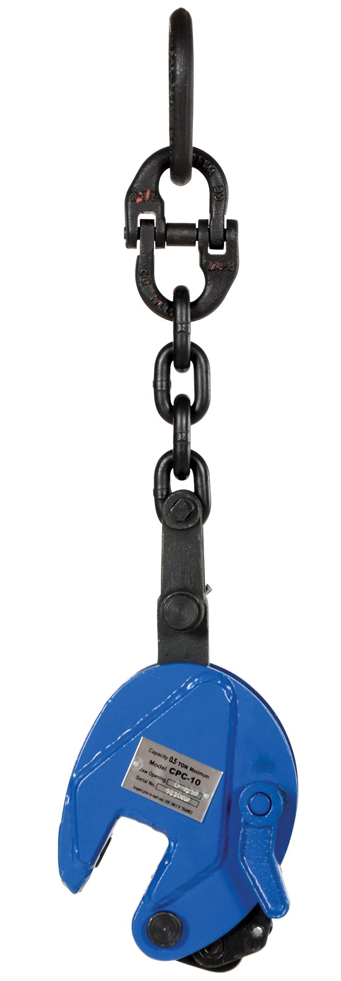 Vestil CPC-10 Steel Vertical Plate Clamp with Chain 4 In. x 1-31/32 In. x 16-7/8 In. 1000 Lb. Capacity Blue