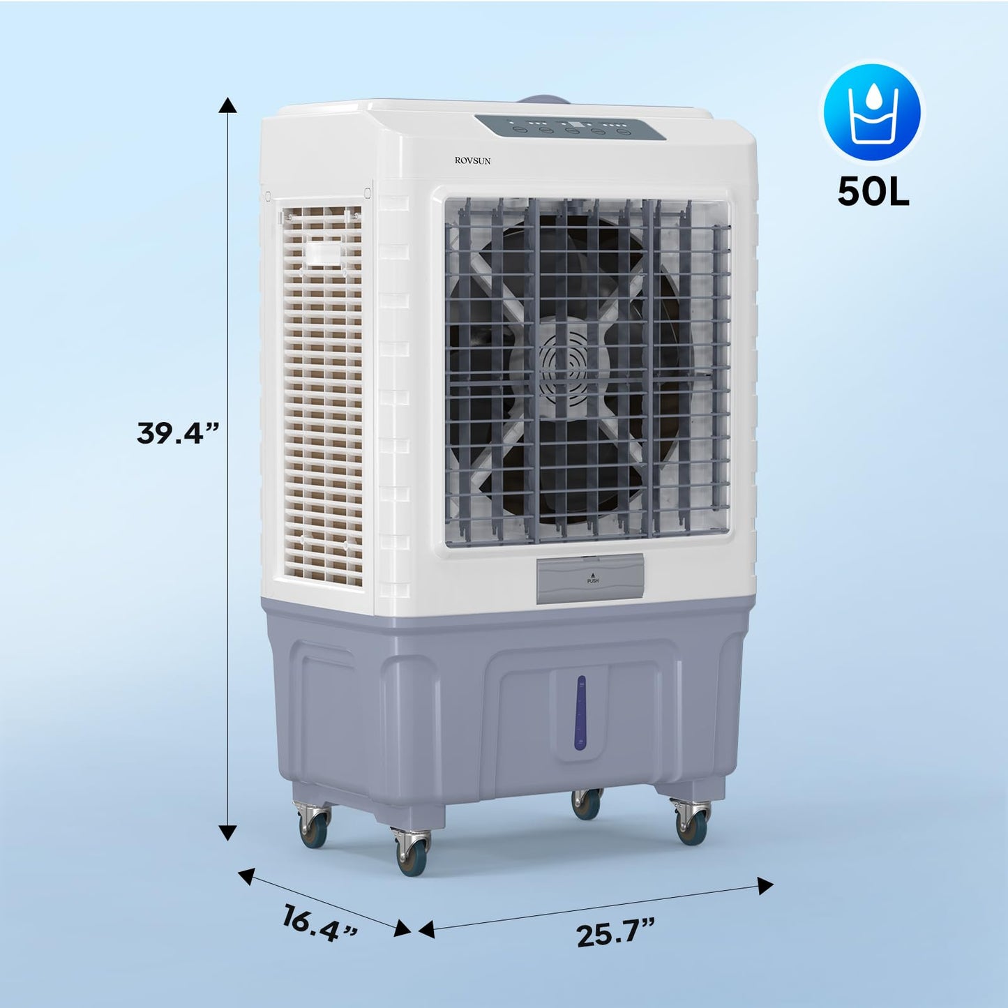 ROVSUN 13.2Gal Portable Swamp Cooler, 4100CFM Evaporative Air Cooler with Auto Oscillating, Remote, 3 Speeds, 7.5H Timer & 4 Ice Packs, 3-IN-1 Humidifying Cooling Fan Indooor Outdoor Patio Garage