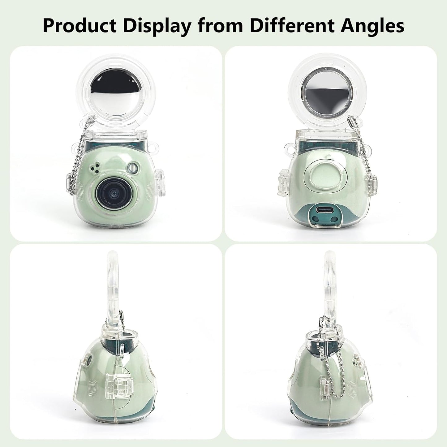 MUZIRI KINOKOO Fuji Mini Pal Camera Clear Case with Selfie Mirror - Hard PC Crystal Clear Protective Case for Instax