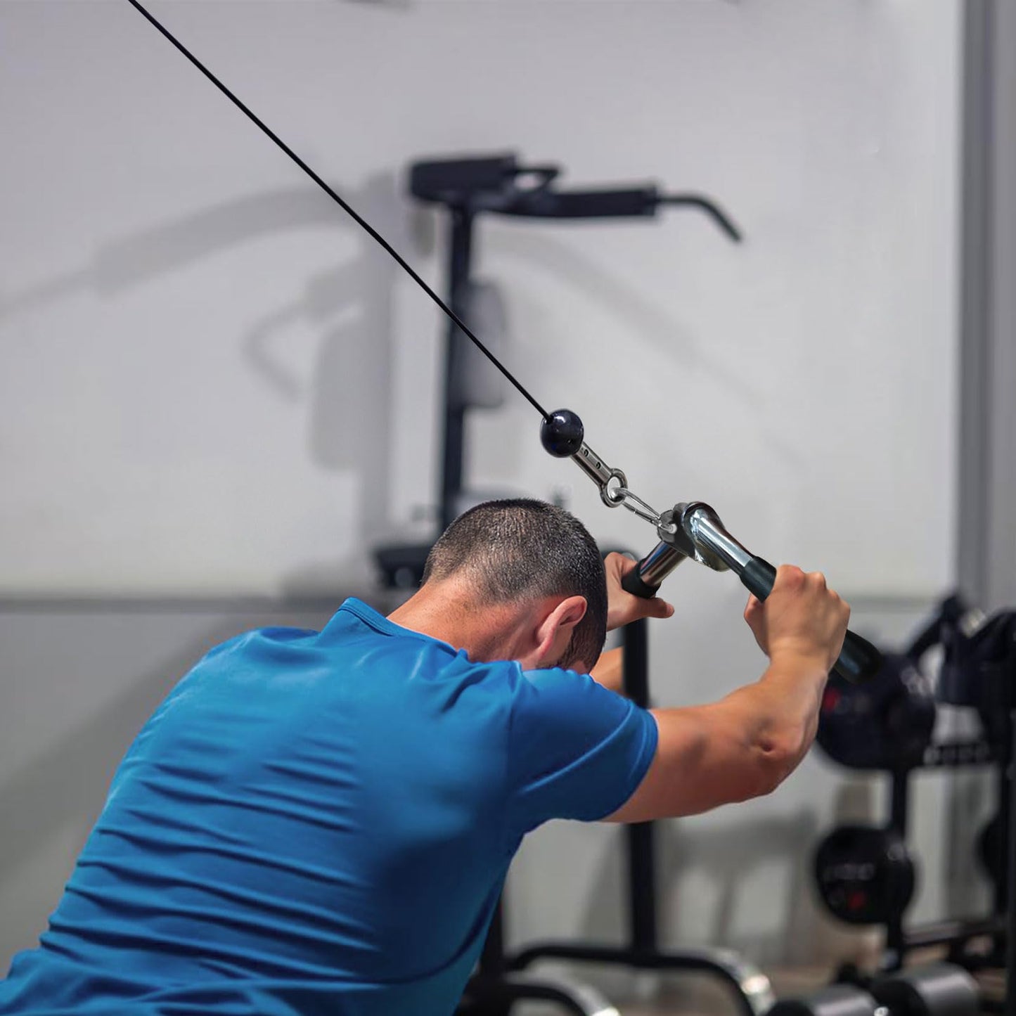 plzzree V-bar Tricep Press Down Bar - Pulley Cable Machine Attachment Rotating Bar for Home Gym Strength Training Handle with Rubber Handgrips - LAT Pull Down Machine LAT Pulldown Attachments