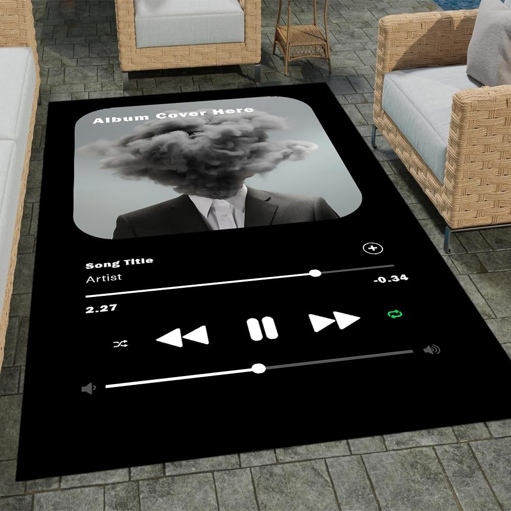 Skiennix Personalized Album Cover Rug - Non-Slip Area Rug for Bedroom & Living Room Decor | Custom Music Gift