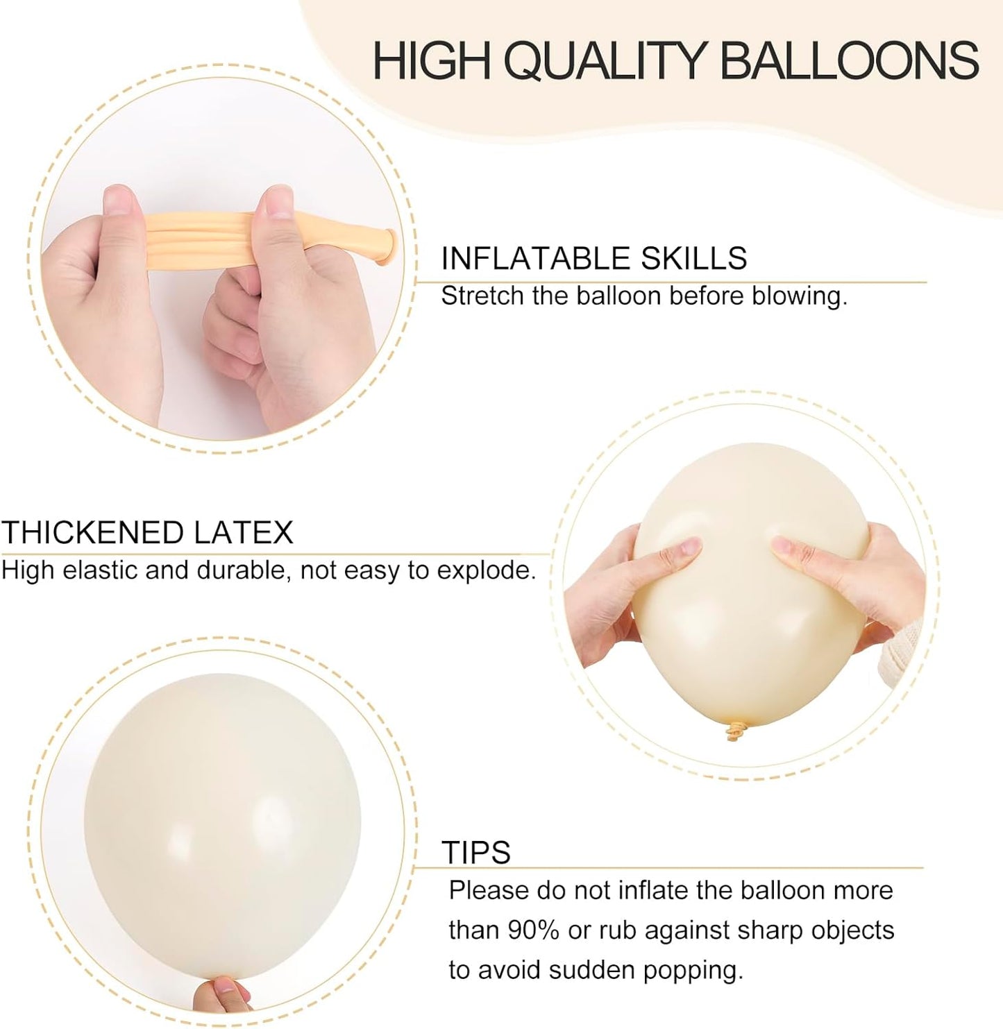 RUBFAC Ivory White Balloon Garland - 129pcs Latex Balloons in Various Sizes for Party Decor | Birthday, Wedding, Baby Shower