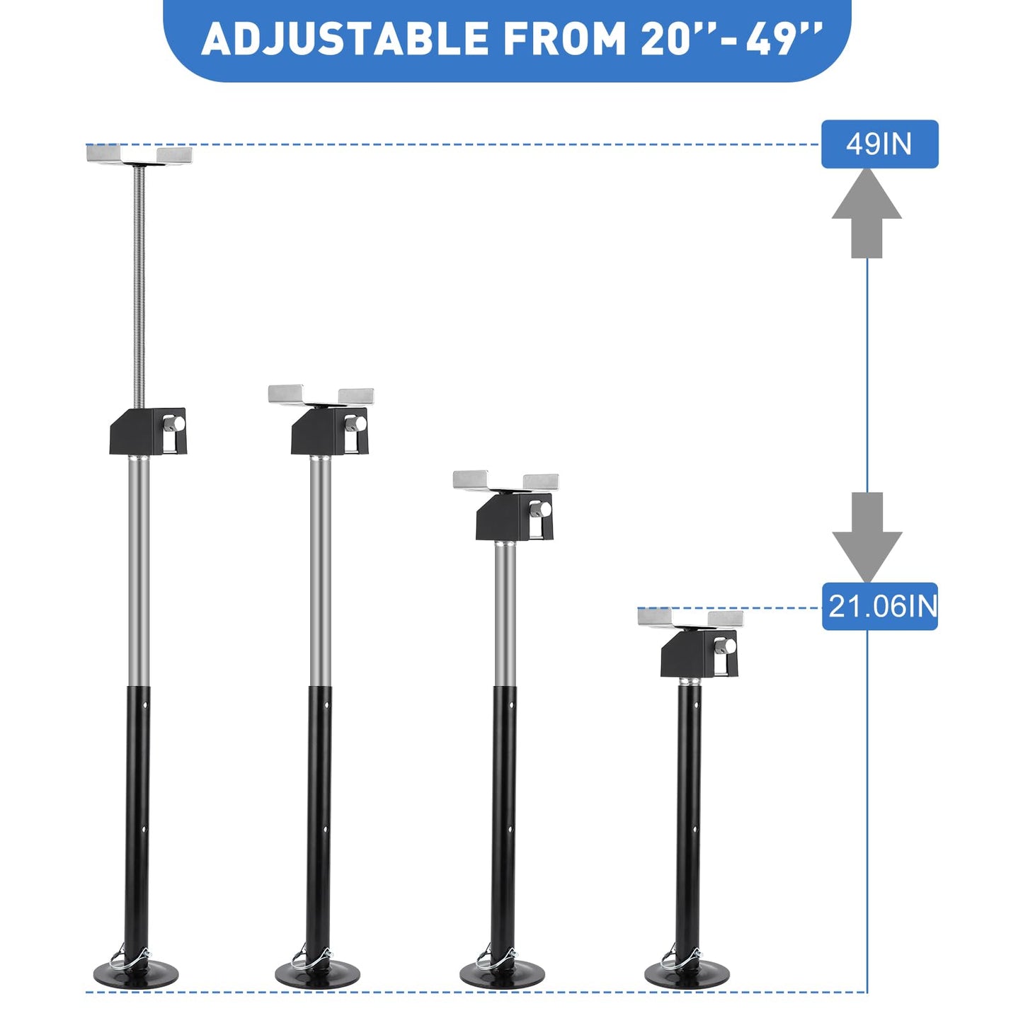 Garvee RV Slide Out Support Jacks (Set of 4) - 20,000lb Heavy Duty Rv Stabilizer Jacks Support, 21"-49" Quick-Lift Adjustable - Power Drill & Hand Crank Compatible for Campers, Travel Trailers & RVs