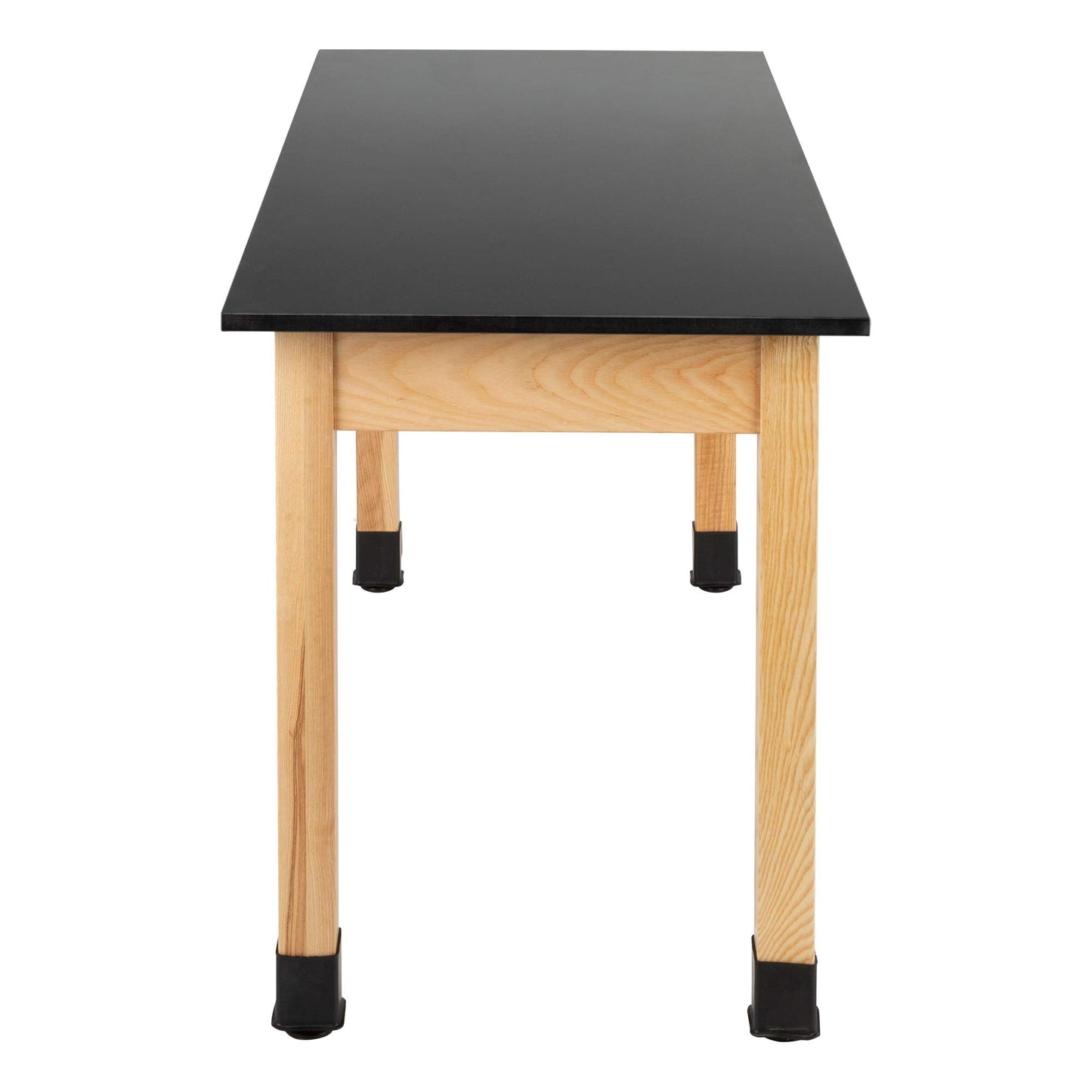 Learniture Classroom Science Lab Table with Phenolic Resin Top, Solid Ash Wood Finish, 24" D x 60" W x 30" H, Black