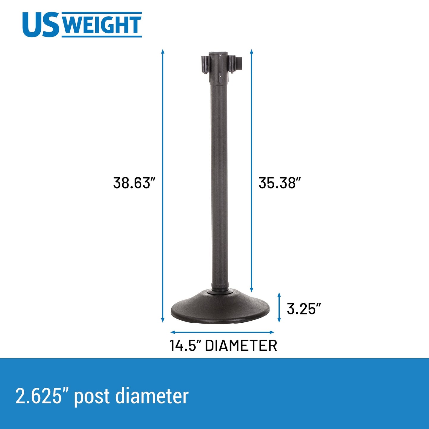 US Weight Crowd Control Barriers- Sentry Plus Stanchion with Extended 11' Retractable Belt Barrier– Easy Connect Assembly - Made in The USA