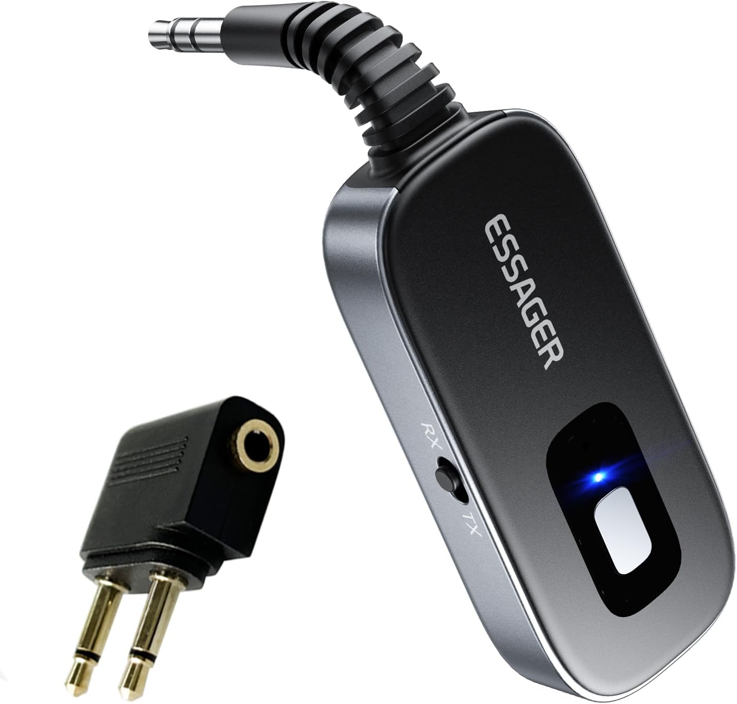 ESSAGER 3.5mm Bluetooth Car Adapter,Noise Cancelling AUX Bluetooth Receiver for Car,Wireless Audio Receiver Transmitter