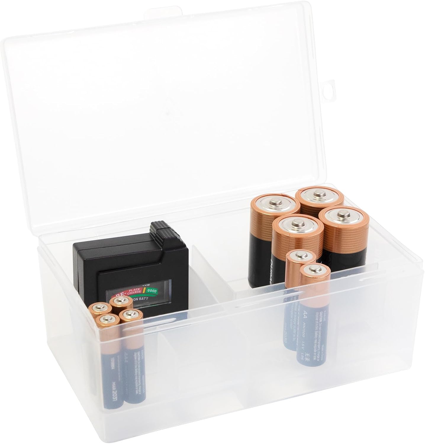 Dial Industries, Inc. 12 12 6 4 Dial Industries Battery Storage Organizer Case, AAA, AA, C, D with Tester
