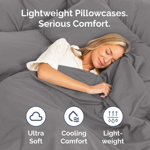 King Standard Pillow Cases - Soft Hotel Quality Pillowcase Covers - 4 Piece Set in Dark Grey | Machine Washable