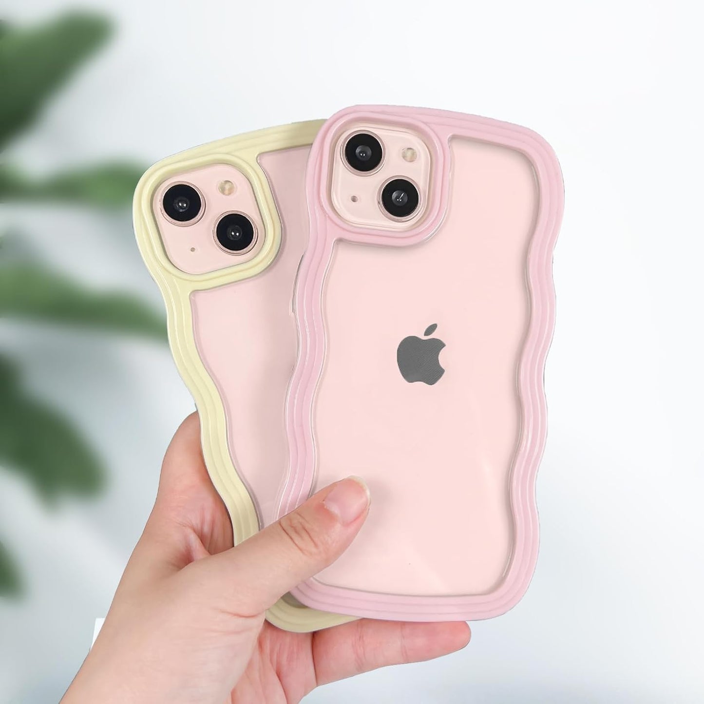 Anuck 13 for iPhone Case Wavy Edge Clear Back Design, Anti-Slip Grip Cute Wave Curly Frame Shape Shockproof Soft TPU