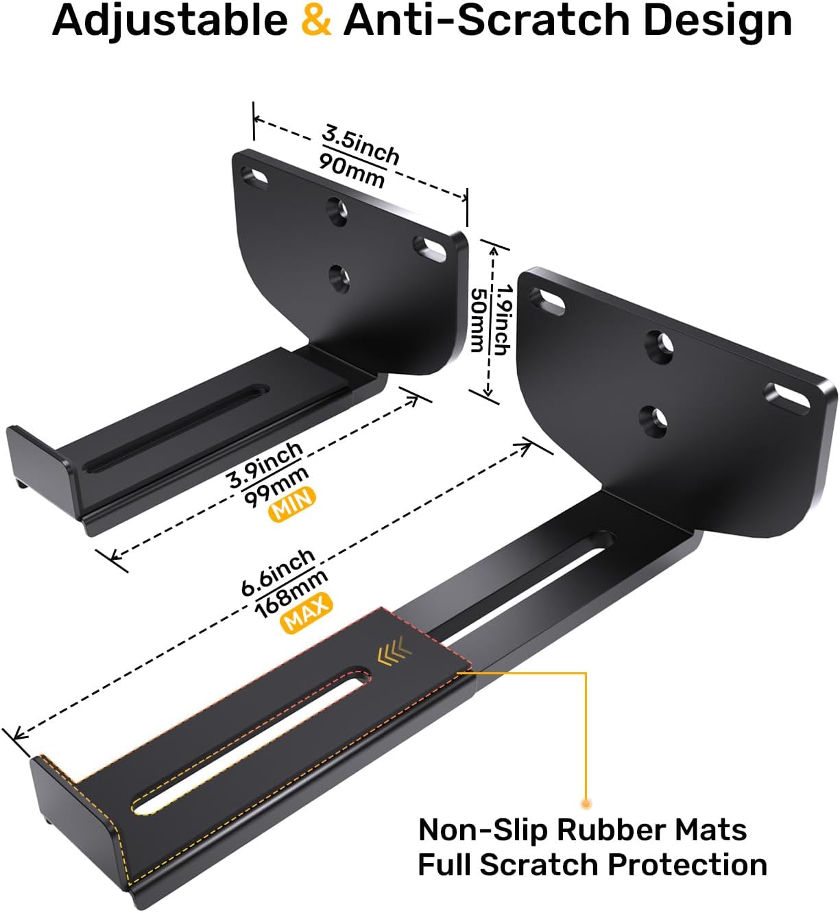 jidinung 3.3"-6.5", 38 lbs Soundbar Wall Mount, All Metal Sound Bar Mounts Under TV for Samsung, Bose, Vizio, LG, Sony