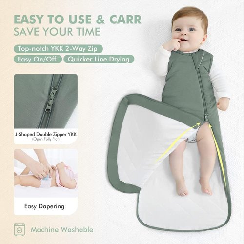 HAPIU Baby Sleep Sack - Unisex Bamboo Rayon, TOG 1.0, 2-Way Premium Zipper Wearable Blanket