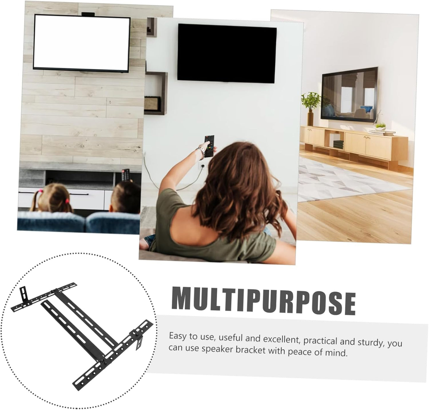 Angoily Heavy Duty Metal Speaker Mount Bracket - Easy Install TV Stand Accessory
