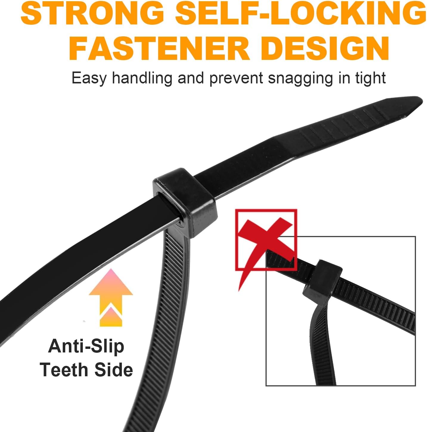 1200pcs 12 Inch, 50lb RAZCC Black Cable Zip Ties Heavy Duty Plastic Nylon Tie Wraps with Tensile Strength for Indoor
