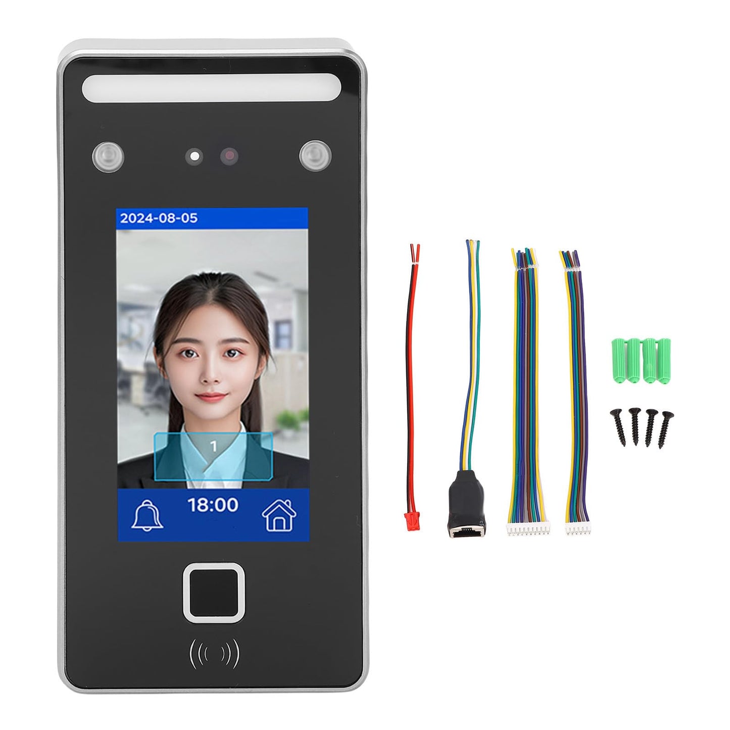 Face Recognition Attendance System, Biometric Time Clock with 4.3" LCD Display, 2000-User Capacity, Dual Camera Access Control for Offices, Hotels, Factories