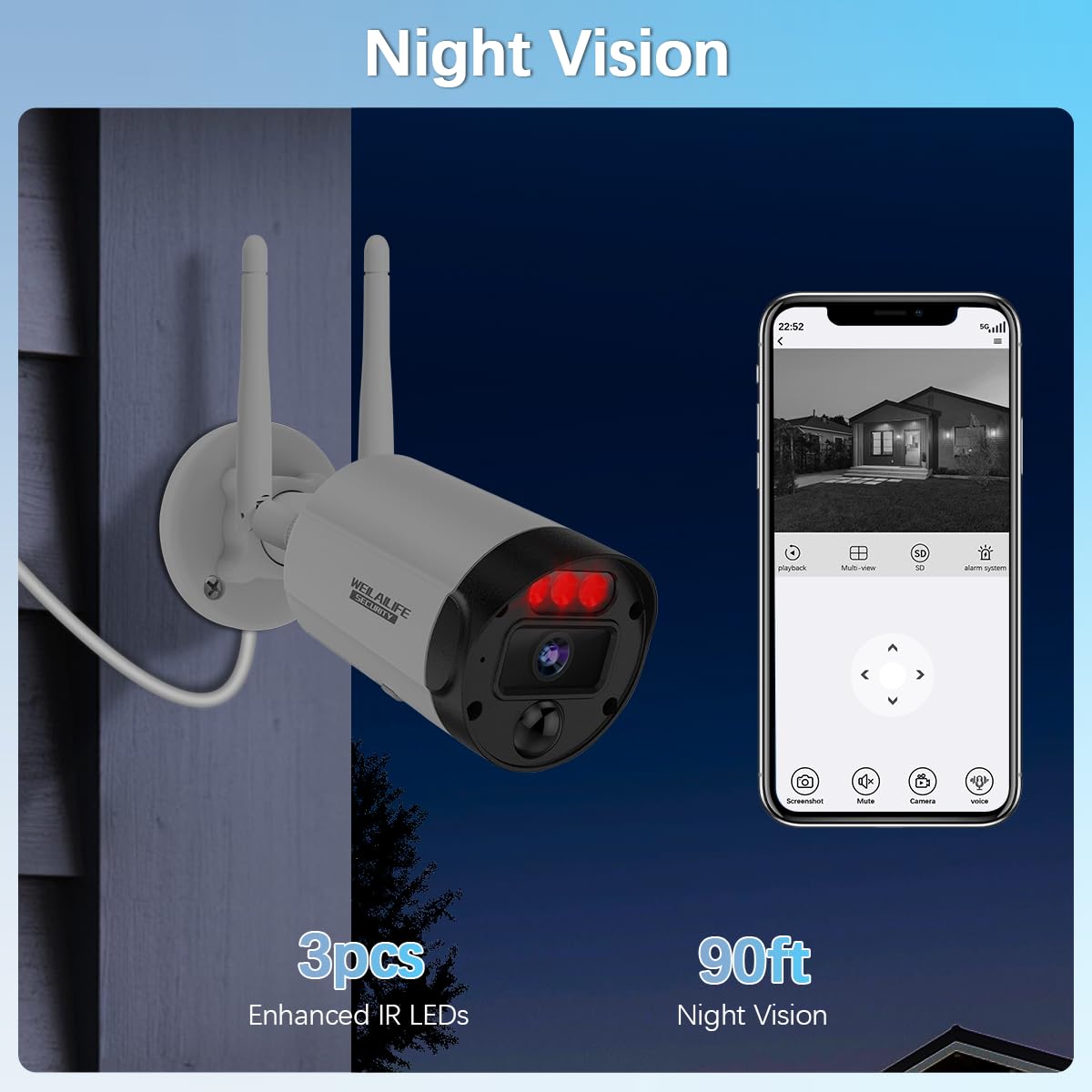【90 Days Storage】 Outdoor Wireless Security Camera System, Wireless Cameras for Home Security, WiFi Video Surveillance, Home Security Cameras Systems