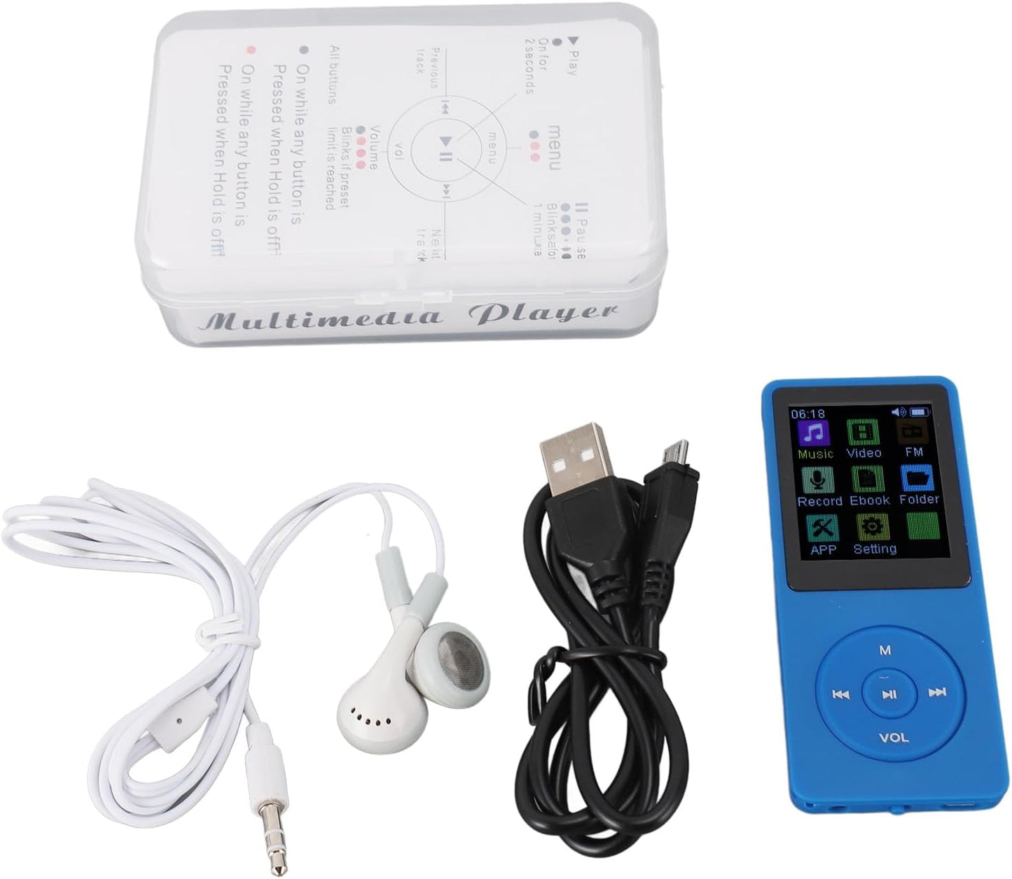 Yunseity MP3 5.0, MP3 1.82in Player with Bluetooth Portable Music Player with Screen, Smart Noise Reduction Digital