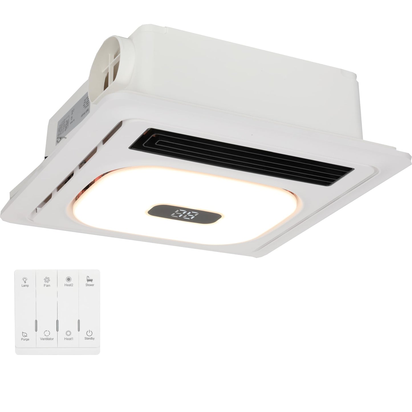 NeuronDeals 4 in 1 Bathroom Exhaust Fan & 1800W Heater – The Complete Bathroom Fan with Heater | 3 Adjustable LED Color Temperatures, 180 CFM Quiet DC Motor for Effective Ceiling Ventilation