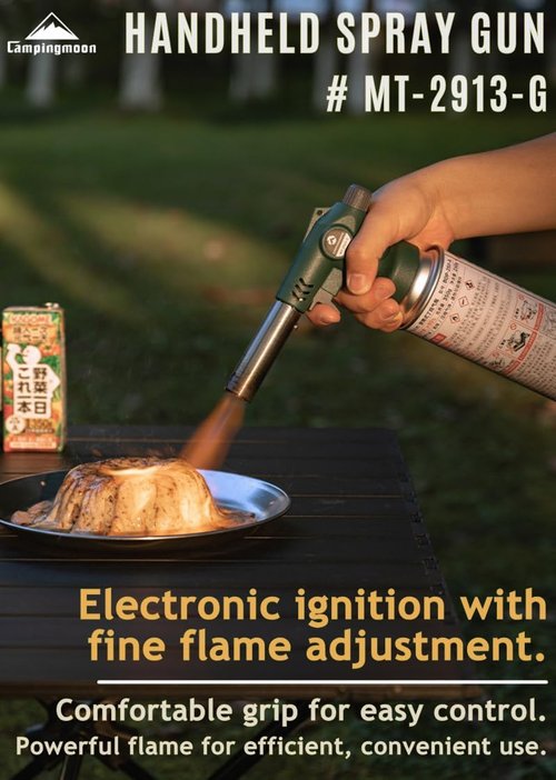 CAMPINGMOON Butane Torch - High-Power Cooking Torch Head for Culinary Use | Green MT-2913-G